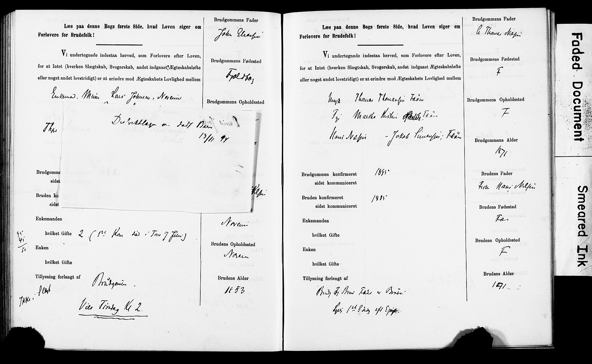 Torvastad sokneprestkontor, SAST/A -101857/I/Ie/L0002: Banns register no. X 2, 1883-1899
