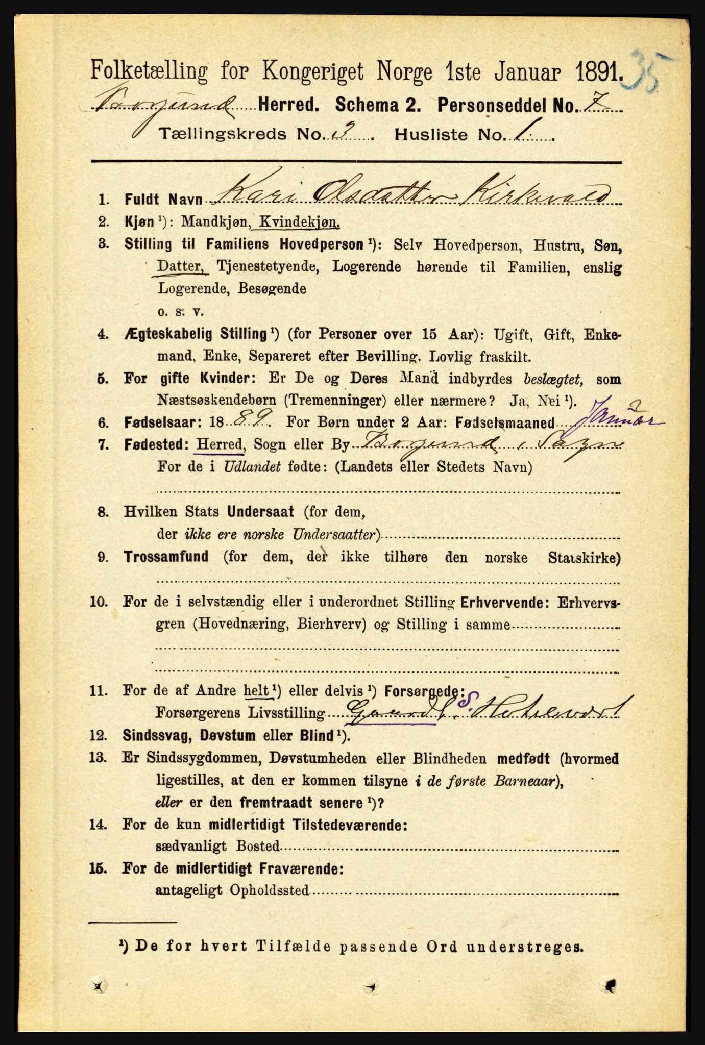 RA, 1891 census for 1423 Borgund, 1891, p. 569