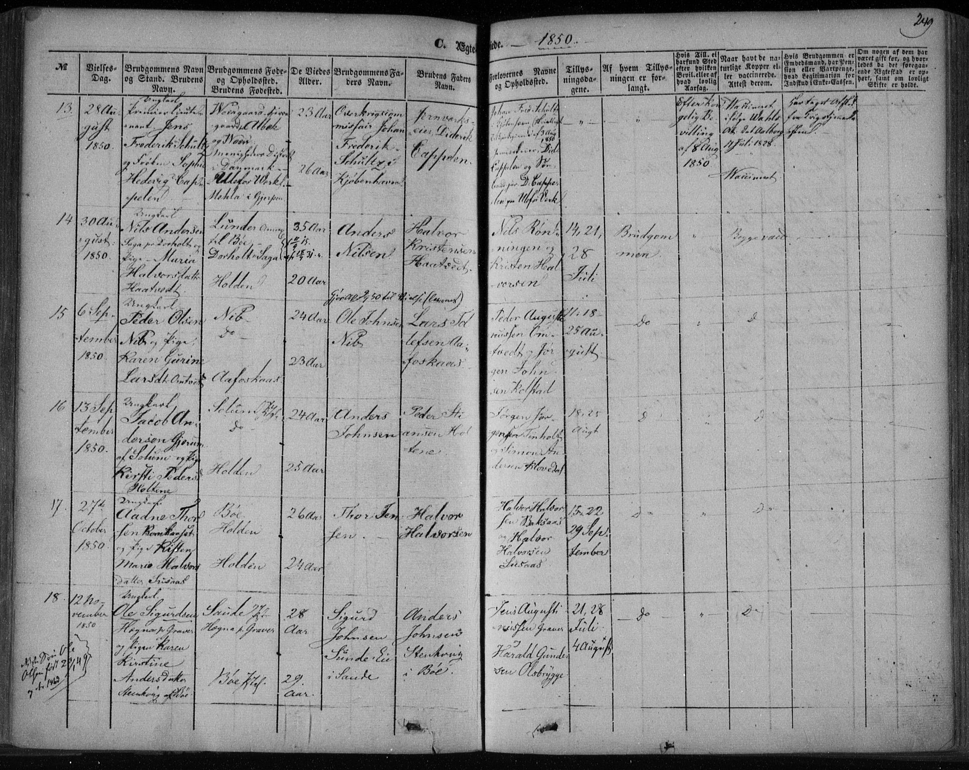 Holla kirkebøker, AV/SAKO-A-272/F/Fa/L0005: Parish register (official) no. 5, 1849-1860, p. 249