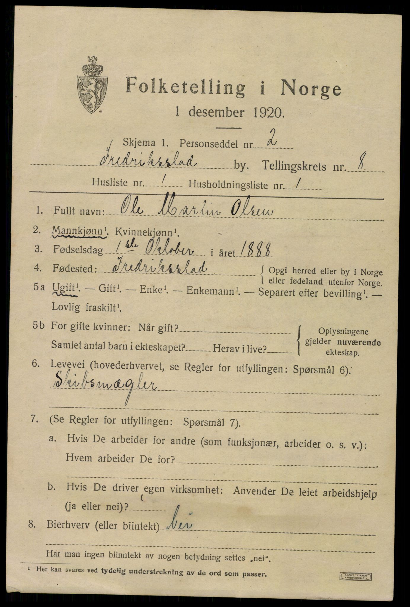 SAO, 1920 census for Fredrikstad, 1920, p. 23531