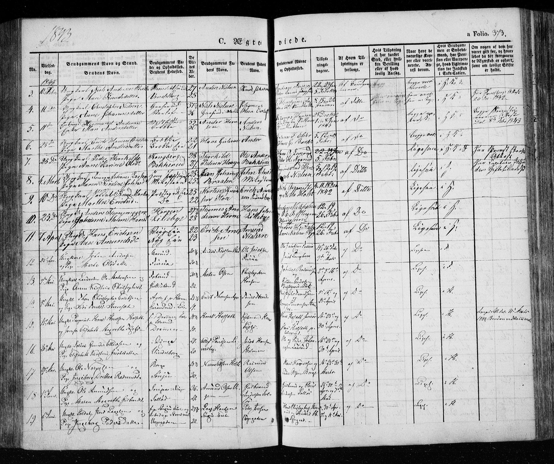 Eiker kirkebøker, AV/SAKO-A-4/F/Fa/L0013a: Parish register (official) no. I 13A, 1832-1845, p. 373