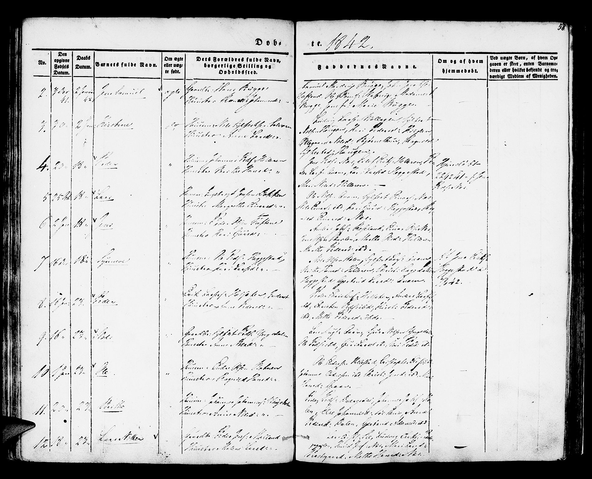 Hafslo sokneprestembete, AV/SAB-A-80301/H/Haa/Haaa/L0005: Parish register (official) no. A 5, 1834-1852, p. 58