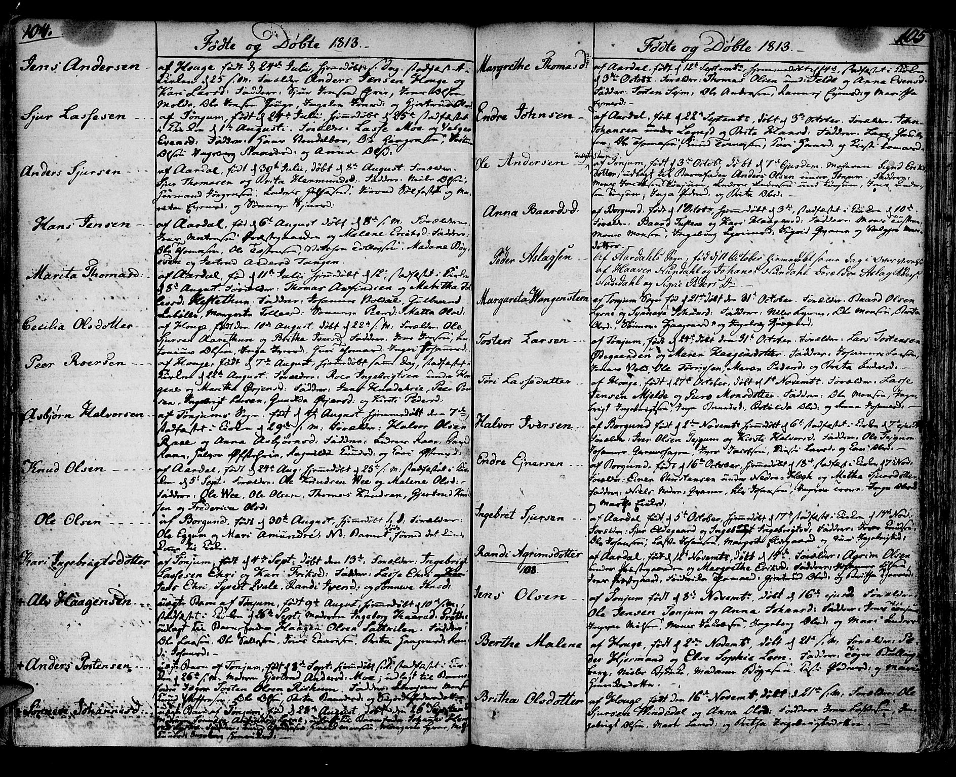 Lærdal sokneprestembete, SAB/A-81201: Parish register (official) no. A 4, 1805-1821, p. 104-105