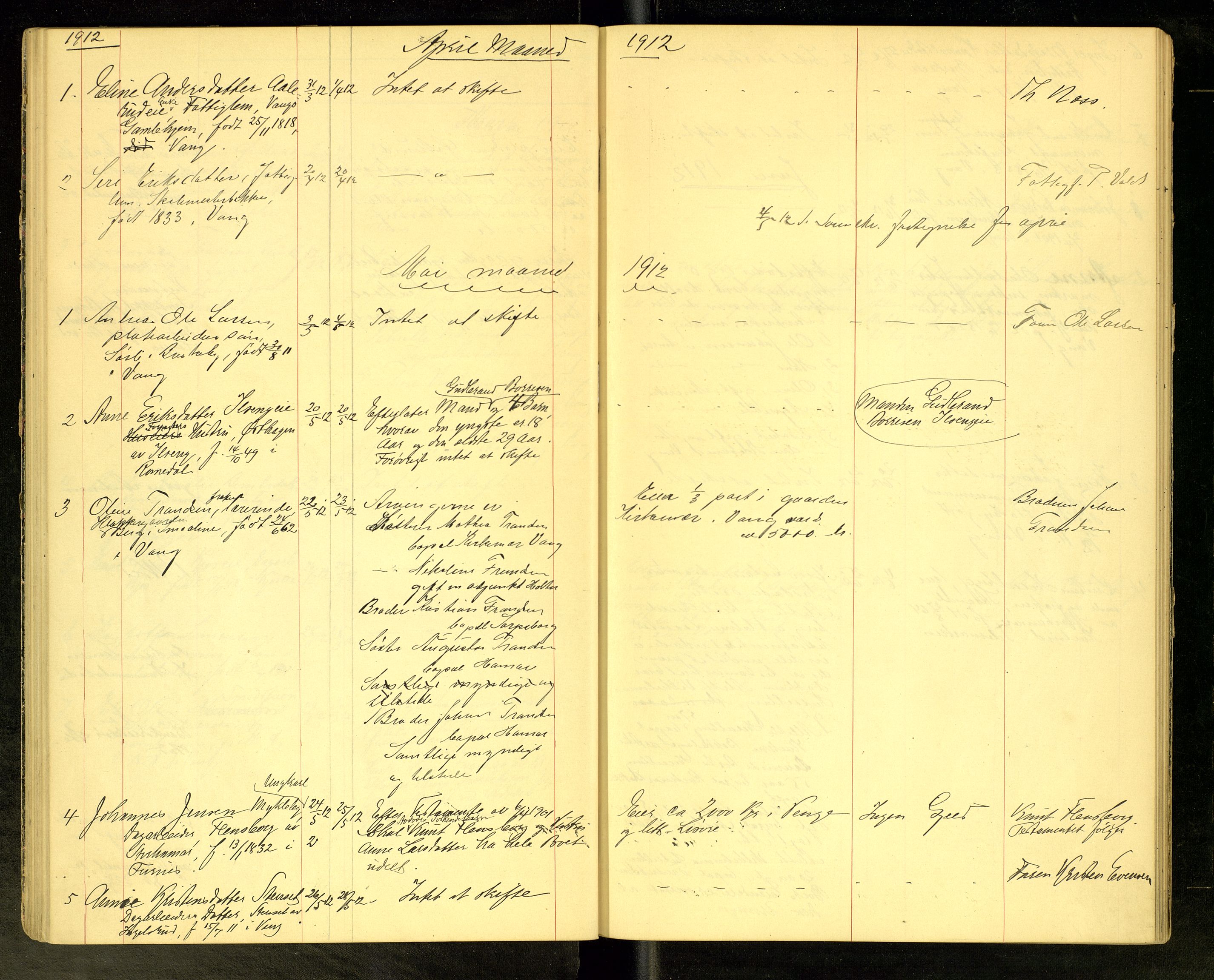 Vang, Hedmark, lensmannskontor, AV/SAH-LHV-018/H/Ha/L0006: Dødsfallsprotokoll, 1908-1915