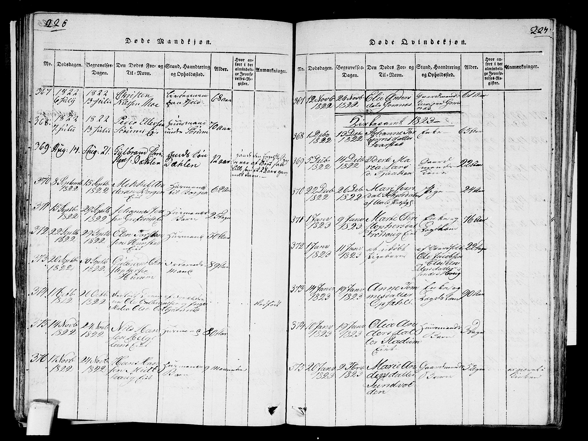 Hole kirkebøker, SAKO/A-228/F/Fa/L0004: Parish register (official) no. I 4, 1814-1833, p. 226-227