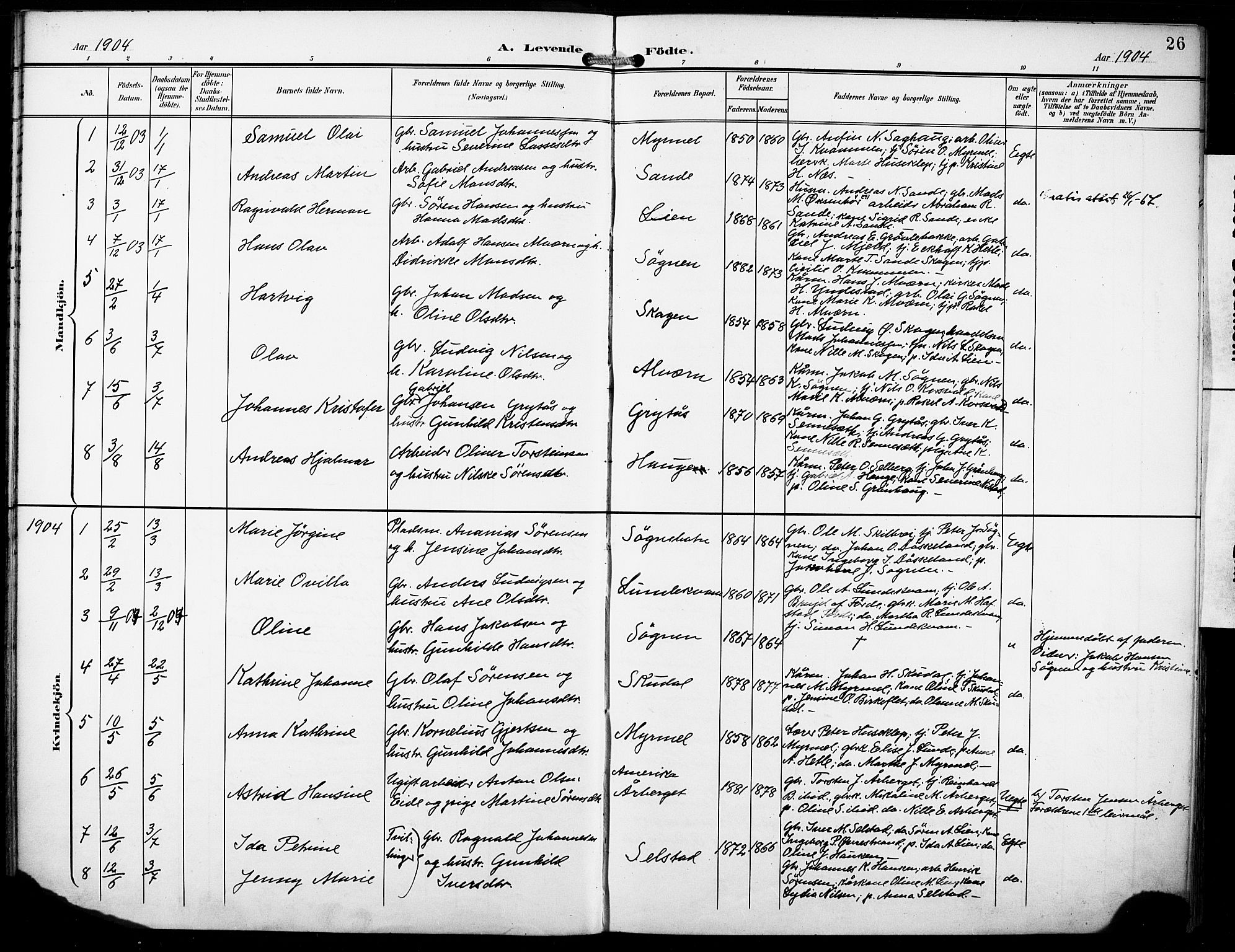 Gaular sokneprestembete, SAB/A-80001/H/Haa: Parish register (official) no. B 2, 1898-1911, p. 26