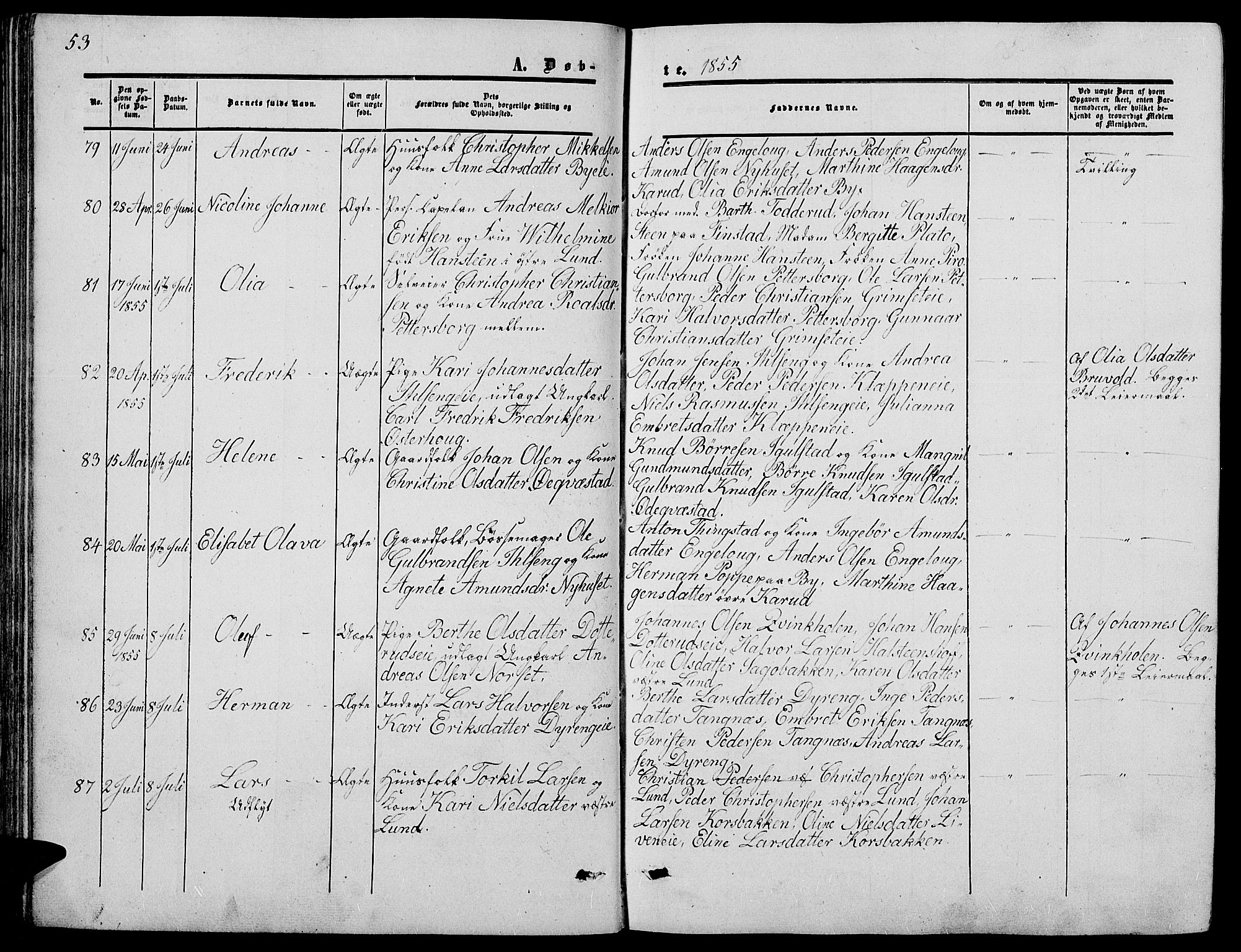 Løten prestekontor, AV/SAH-PREST-022/L/La/L0003: Parish register (copy) no. 3, 1850-1862, p. 53