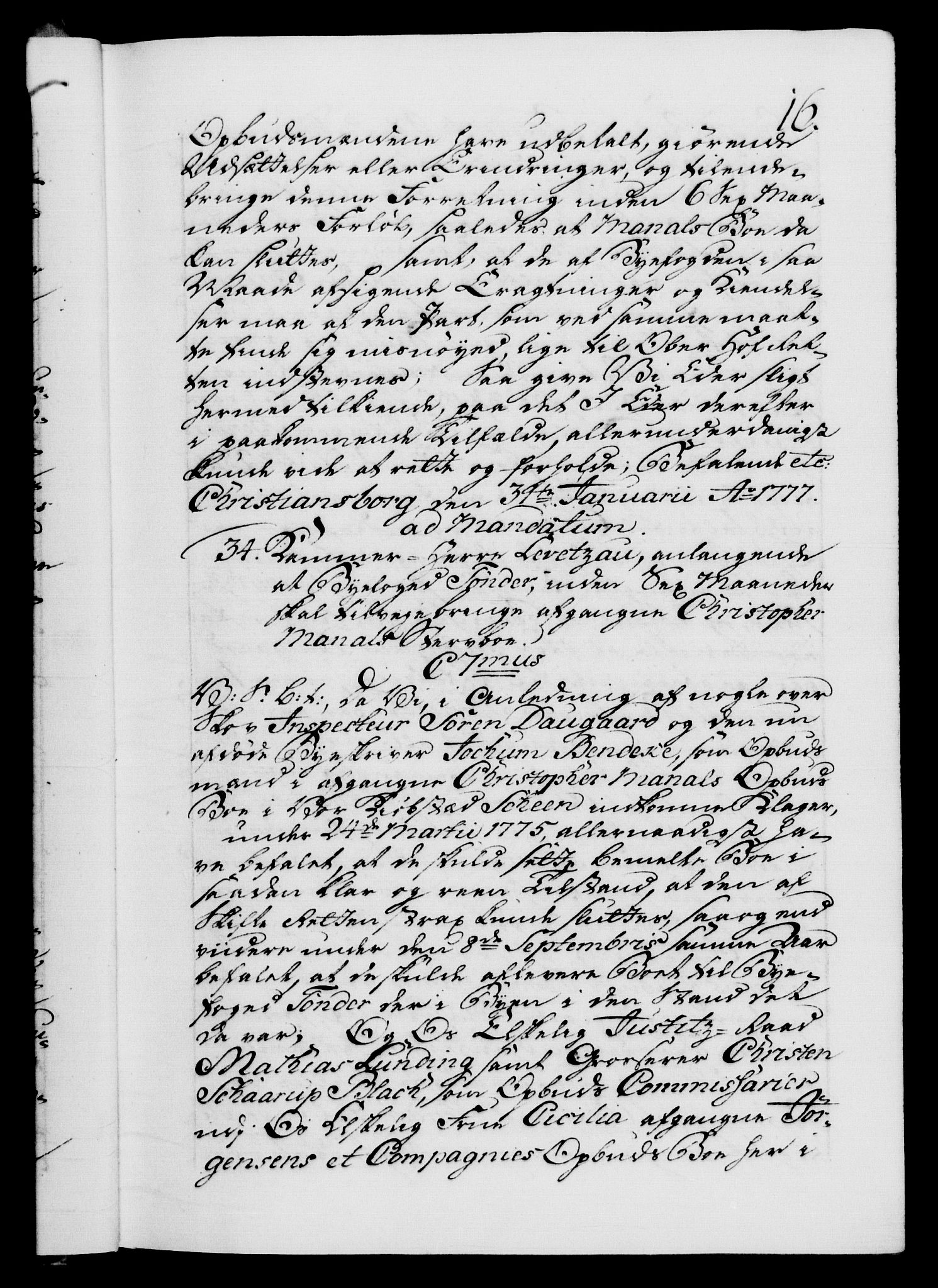 Danske Kanselli 1572-1799, AV/RA-EA-3023/F/Fc/Fca/Fcab/L0042: Norske tegnelser, 1777-1781, p. 16a