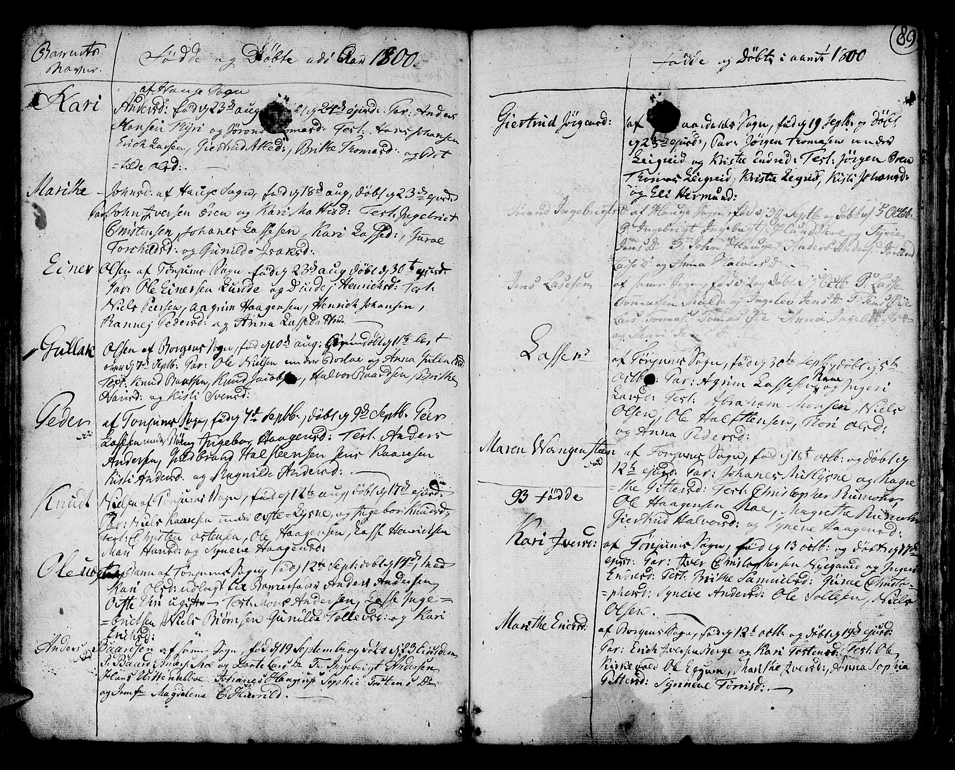 Lærdal sokneprestembete, AV/SAB-A-81201: Parish register (official) no. A 3, 1783-1804, p. 89