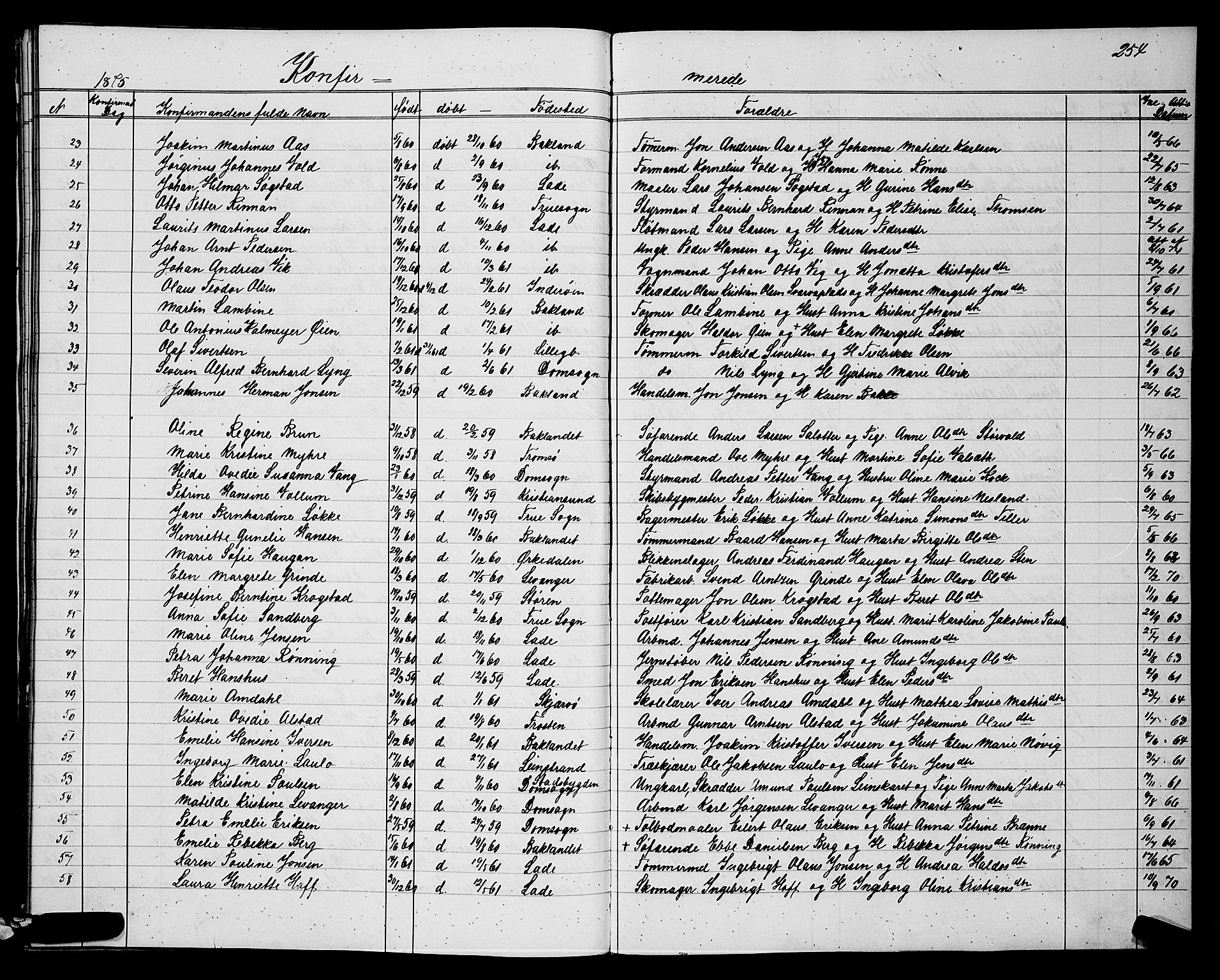 Ministerialprotokoller, klokkerbøker og fødselsregistre - Sør-Trøndelag, SAT/A-1456/604/L0220: Parish register (copy) no. 604C03, 1870-1885, p. 254