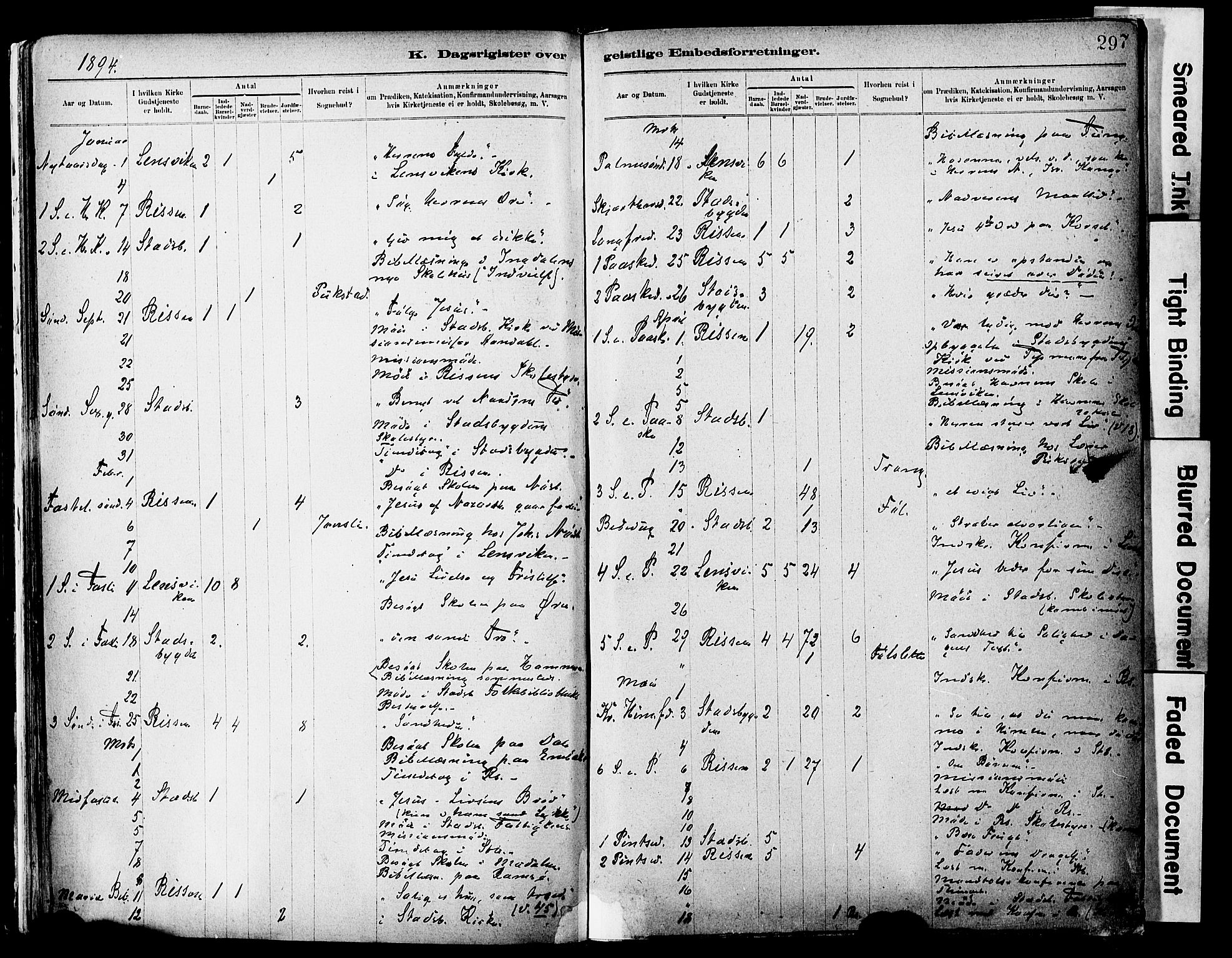 Ministerialprotokoller, klokkerbøker og fødselsregistre - Sør-Trøndelag, SAT/A-1456/646/L0615: Parish register (official) no. 646A13, 1885-1900, p. 297