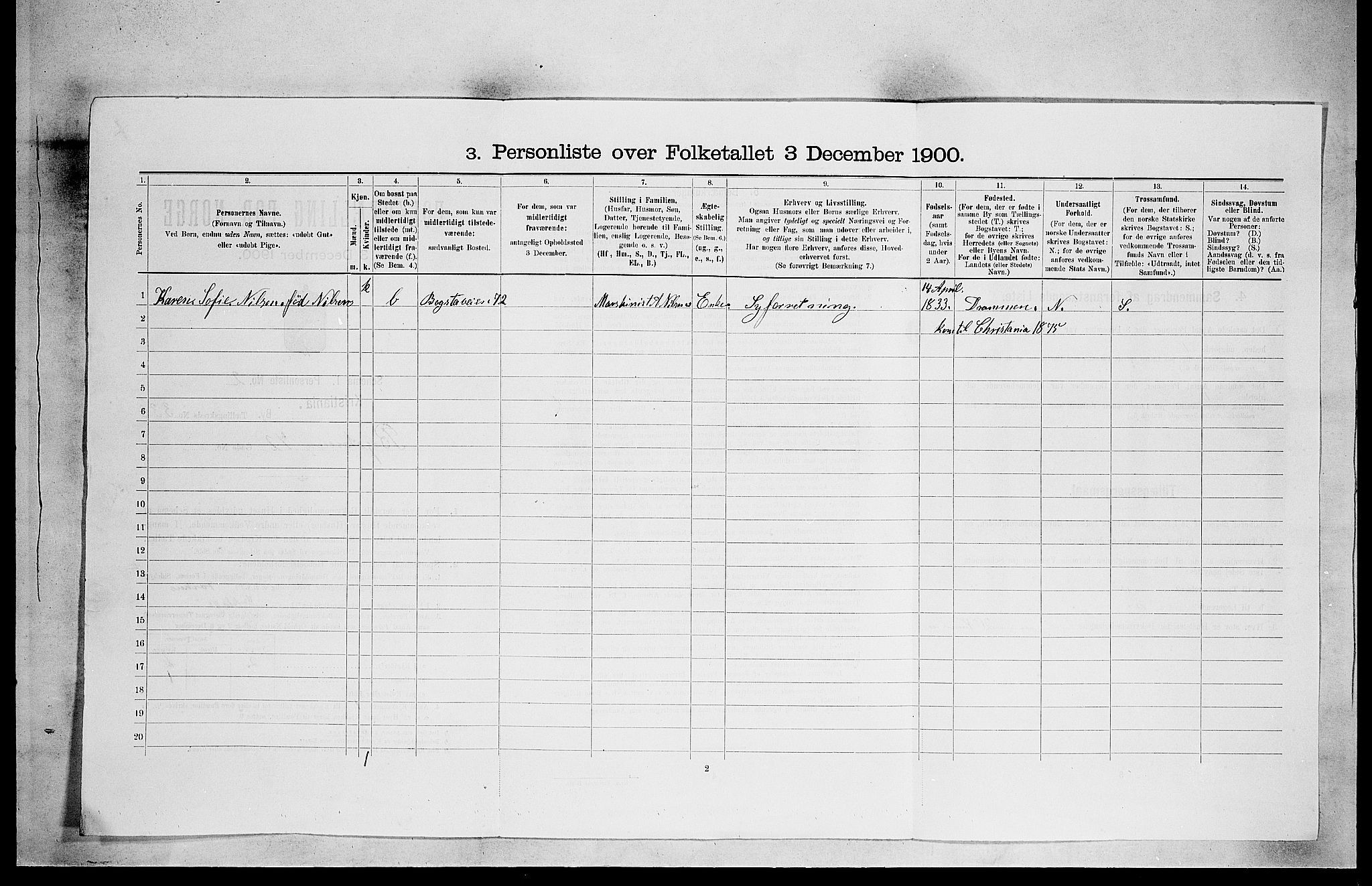 SAO, 1900 census for Kristiania, 1900, p. 7075