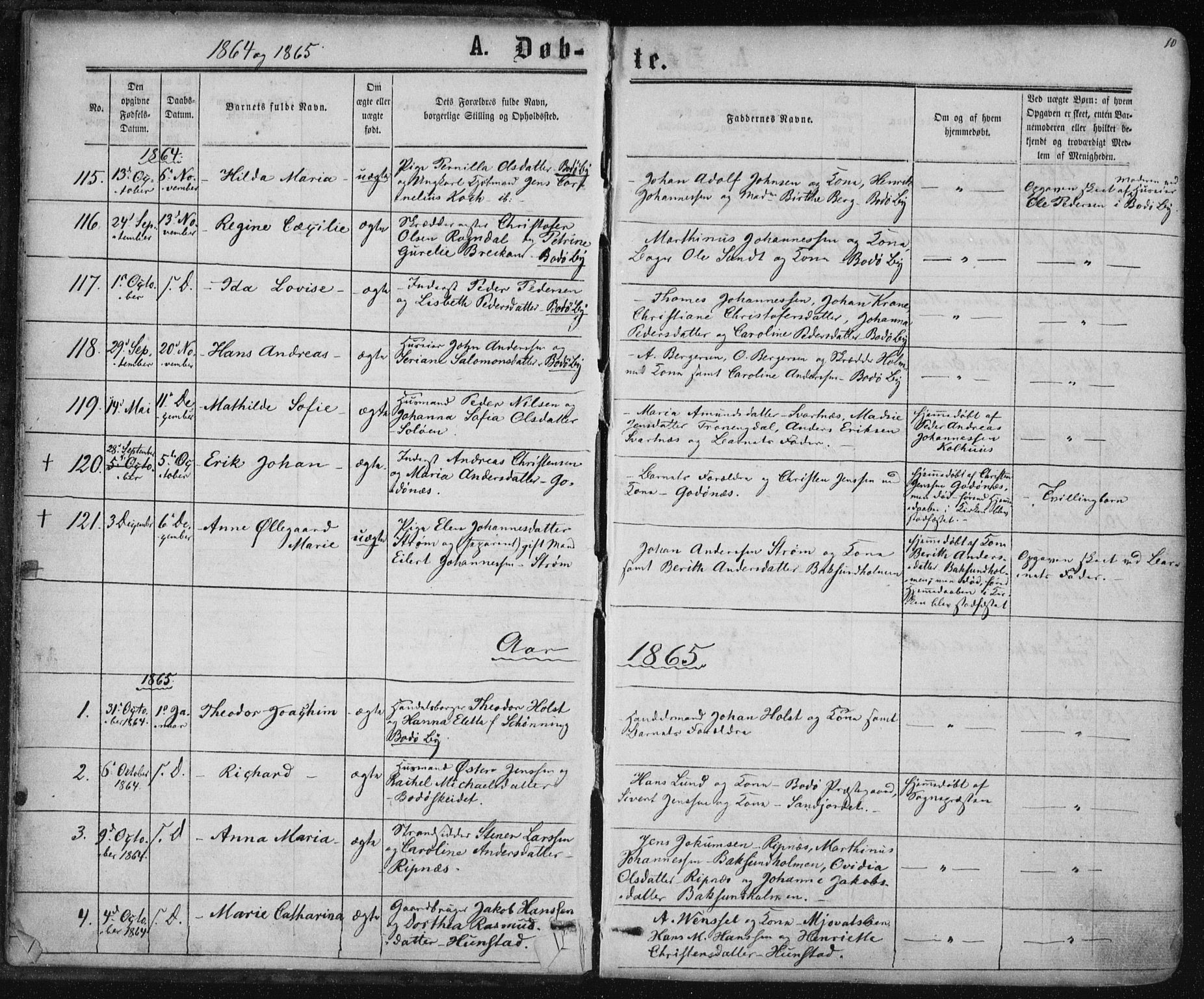 Ministerialprotokoller, klokkerbøker og fødselsregistre - Nordland, AV/SAT-A-1459/801/L0008: Parish register (official) no. 801A08, 1864-1875, p. 10