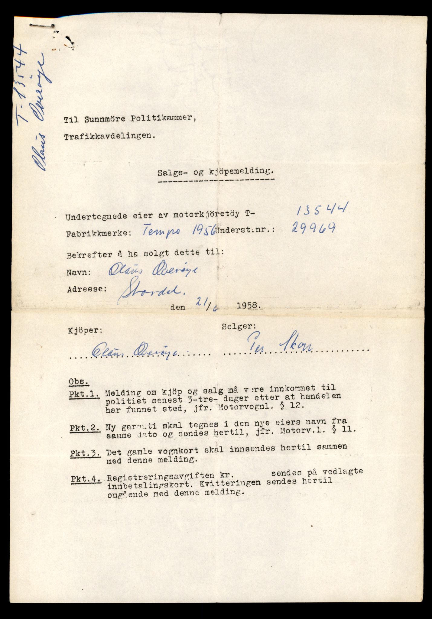 Møre og Romsdal vegkontor - Ålesund trafikkstasjon, AV/SAT-A-4099/F/Fe/L0040: Registreringskort for kjøretøy T 13531 - T 13709, 1927-1998, p. 291
