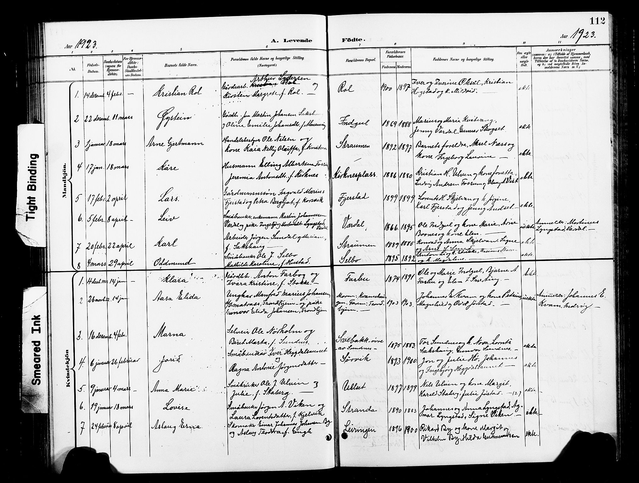 Ministerialprotokoller, klokkerbøker og fødselsregistre - Nord-Trøndelag, AV/SAT-A-1458/730/L0302: Parish register (copy) no. 730C05, 1898-1924, p. 112