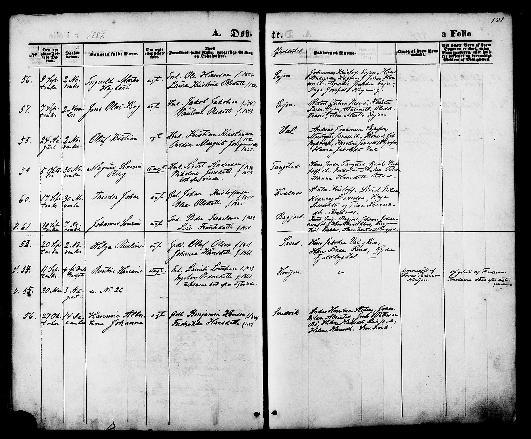 Ministerialprotokoller, klokkerbøker og fødselsregistre - Nordland, AV/SAT-A-1459/880/L1132: Parish register (official) no. 880A06, 1869-1887, p. 131