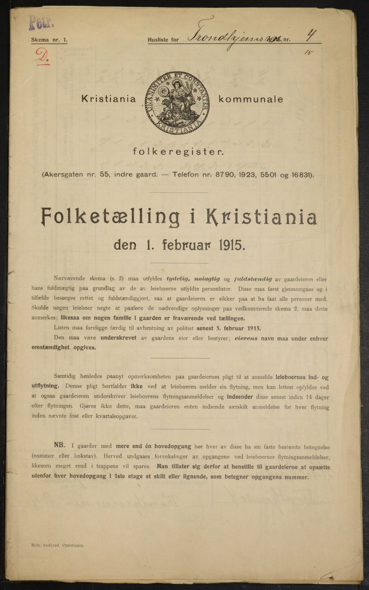 OBA, Municipal Census 1915 for Kristiania, 1915, p. 116208