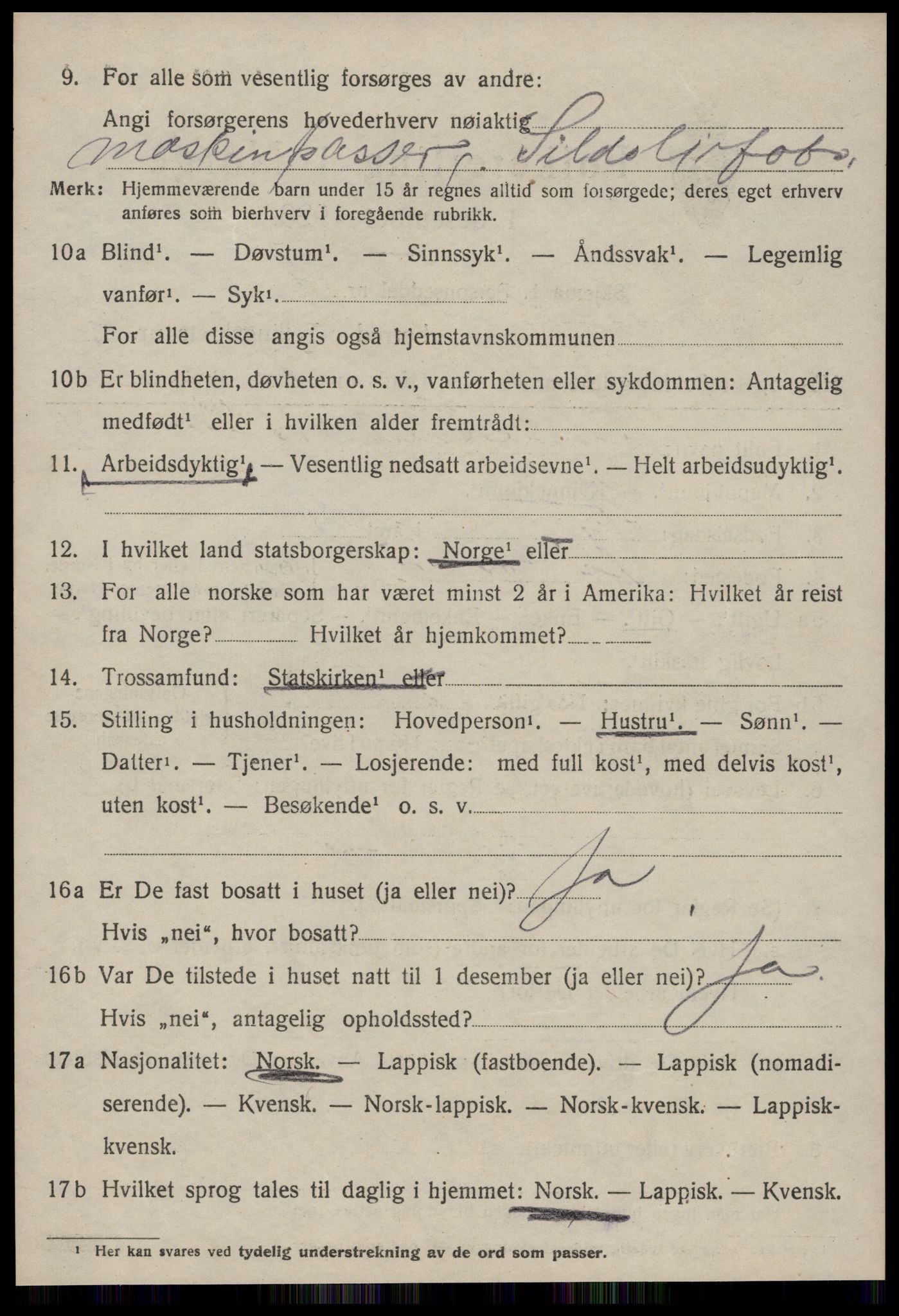 SAT, 1920 census for Jøssund, 1920, p. 2165