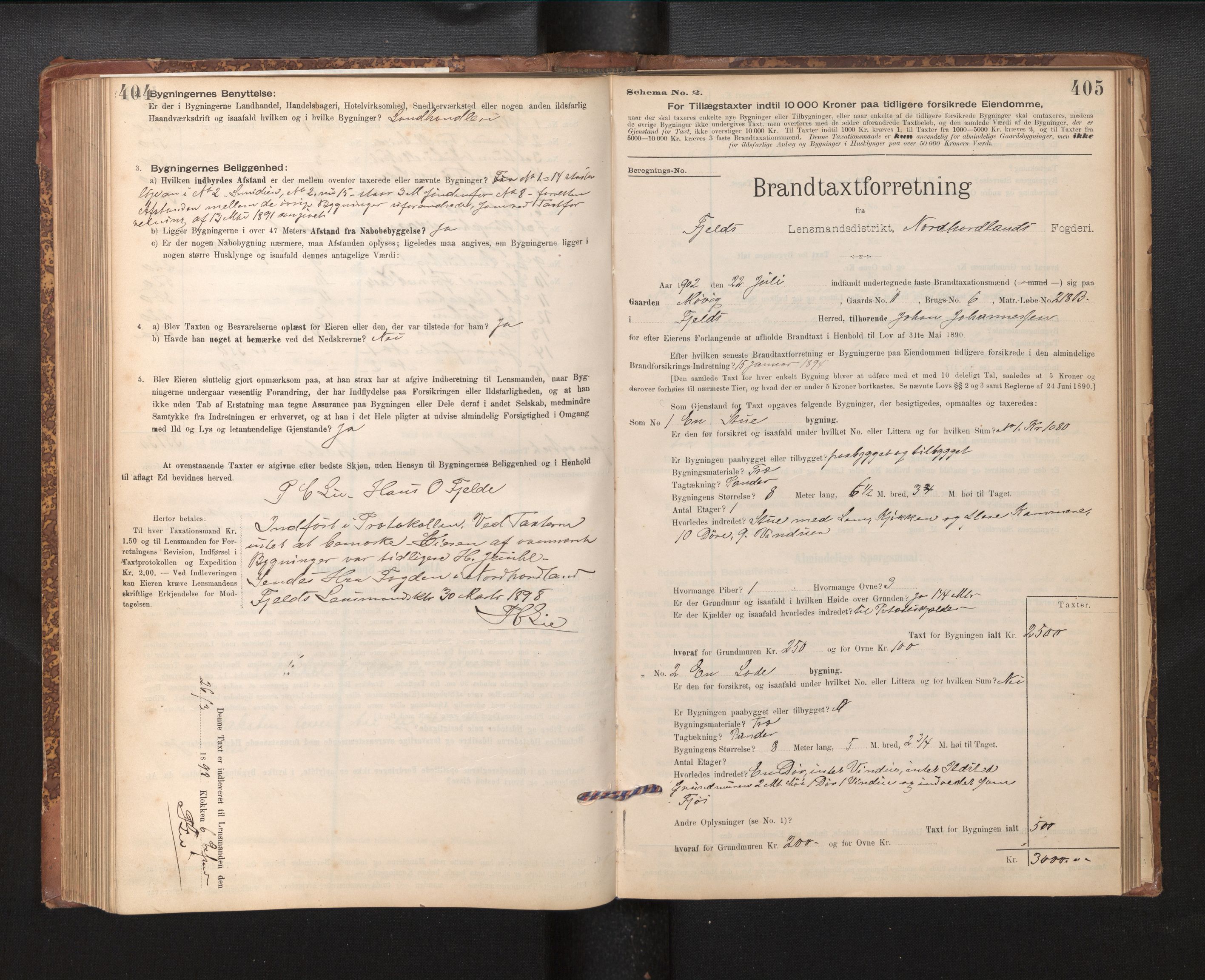 Lensmannen i Fjell, SAB/A-32301/0012/L0005: Branntakstprotokoll, skjematakst, 1895-1931, p. 404-405