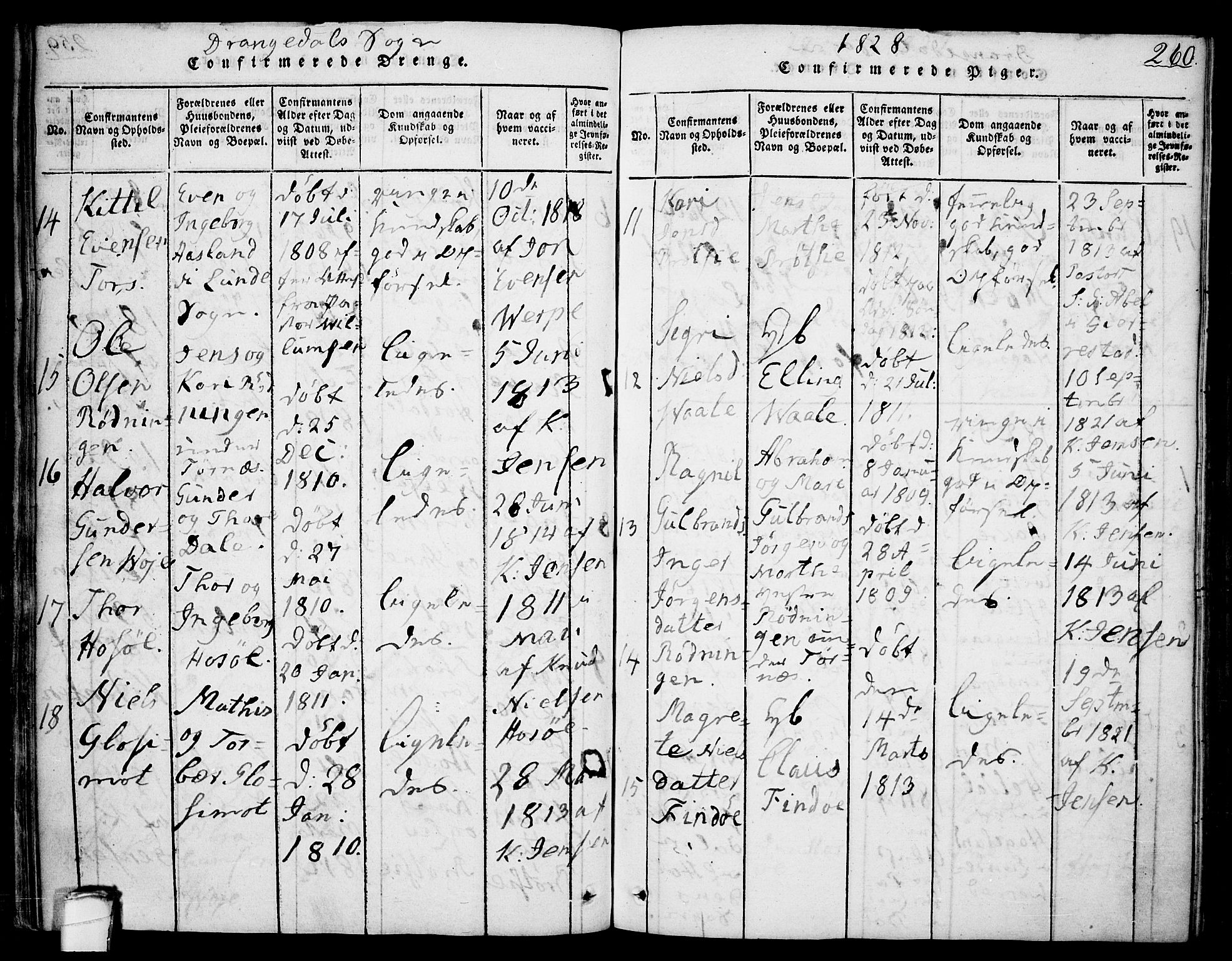 Drangedal kirkebøker, AV/SAKO-A-258/F/Fa/L0005: Parish register (official) no. 5 /1, 1814-1831, p. 260