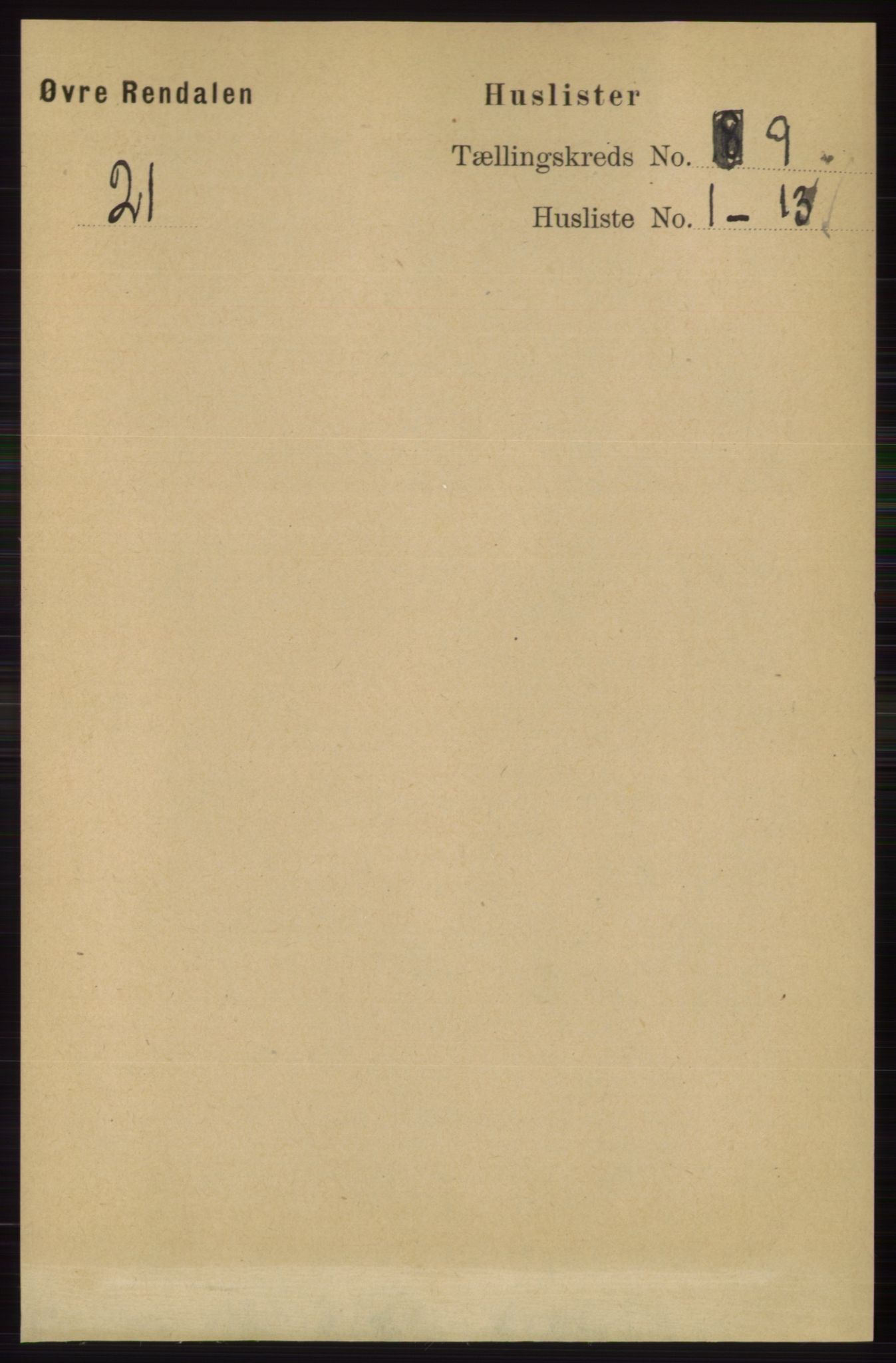 RA, 1891 census for 0433 Øvre Rendal, 1891, p. 2174