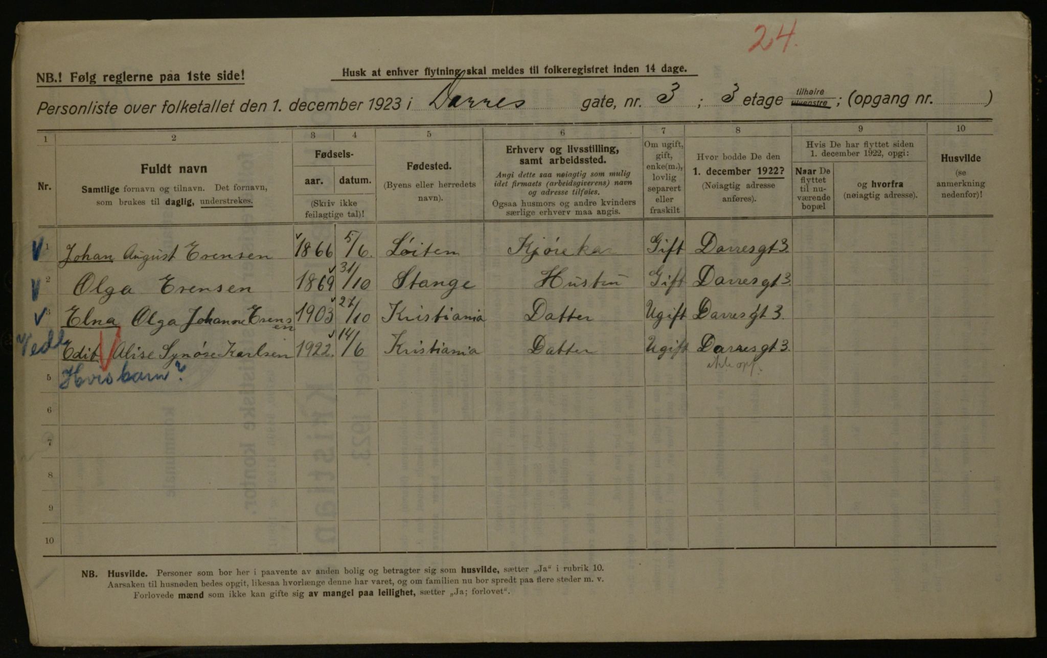 OBA, Municipal Census 1923 for Kristiania, 1923, p. 17188