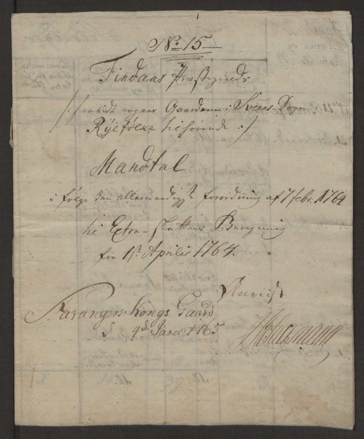 Rentekammeret inntil 1814, Realistisk ordnet avdeling, AV/RA-EA-4070/Ol/L0016b: [Gg 10]: Ekstraskatten, 23.09.1762. Ryfylke, 1764-1768, p. 345