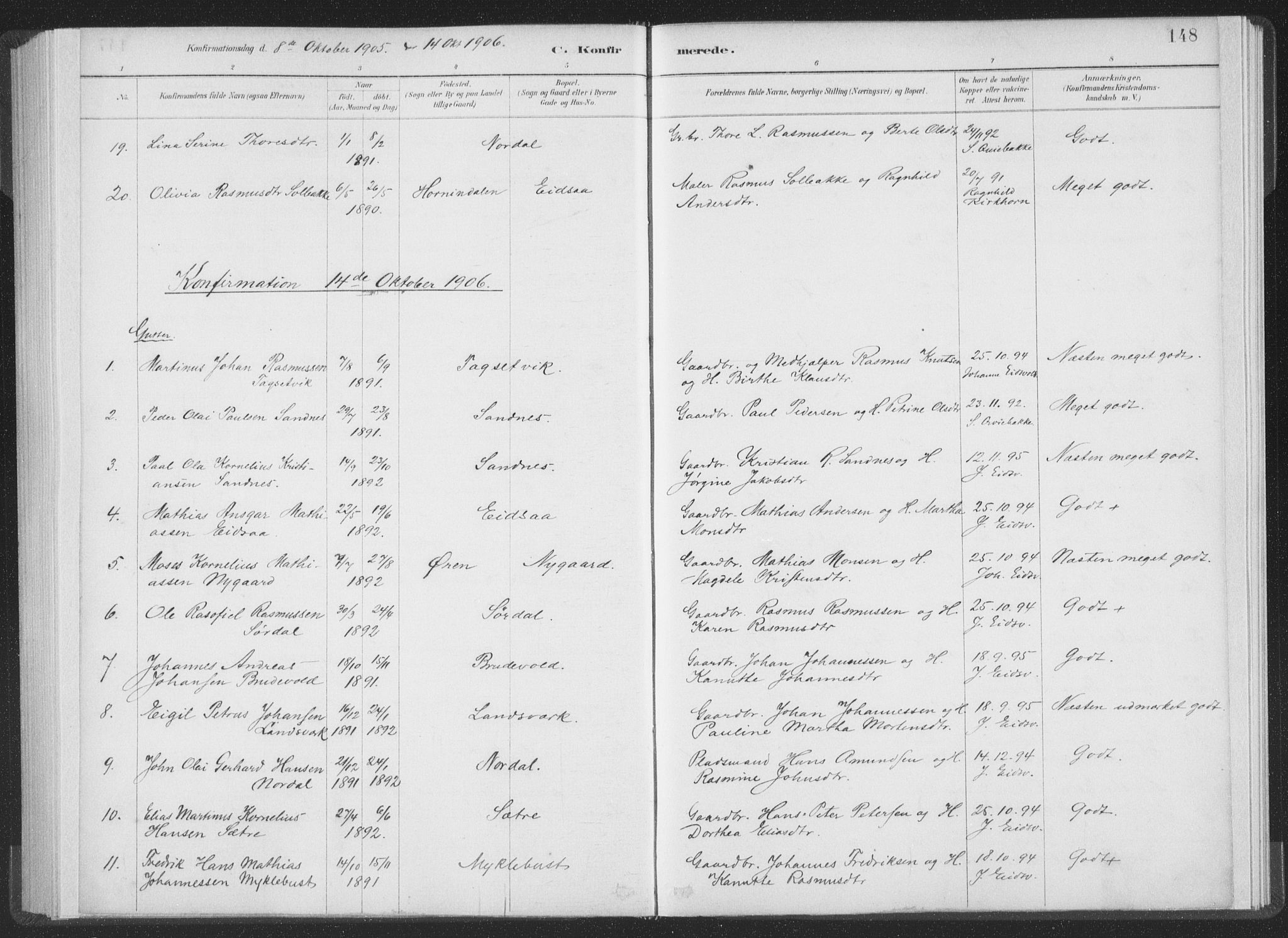 Ministerialprotokoller, klokkerbøker og fødselsregistre - Møre og Romsdal, AV/SAT-A-1454/502/L0025: Parish register (official) no. 502A03, 1885-1909, p. 148