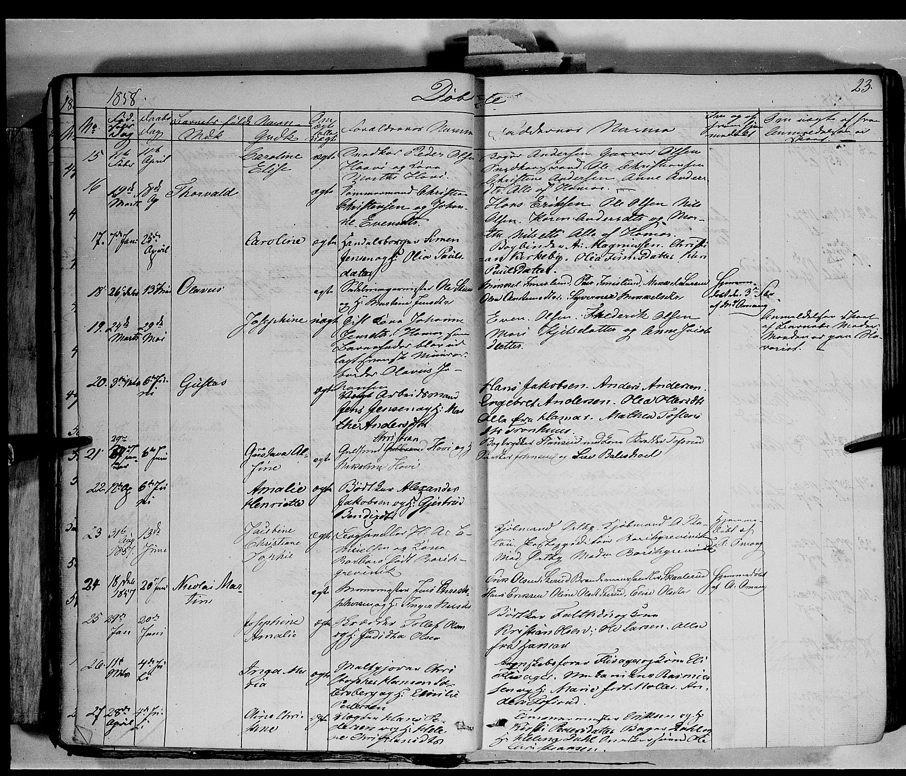 Vang prestekontor, Hedmark, SAH/PREST-008/H/Ha/Haa/L0011: Parish register (official) no. 11, 1852-1877, p. 23