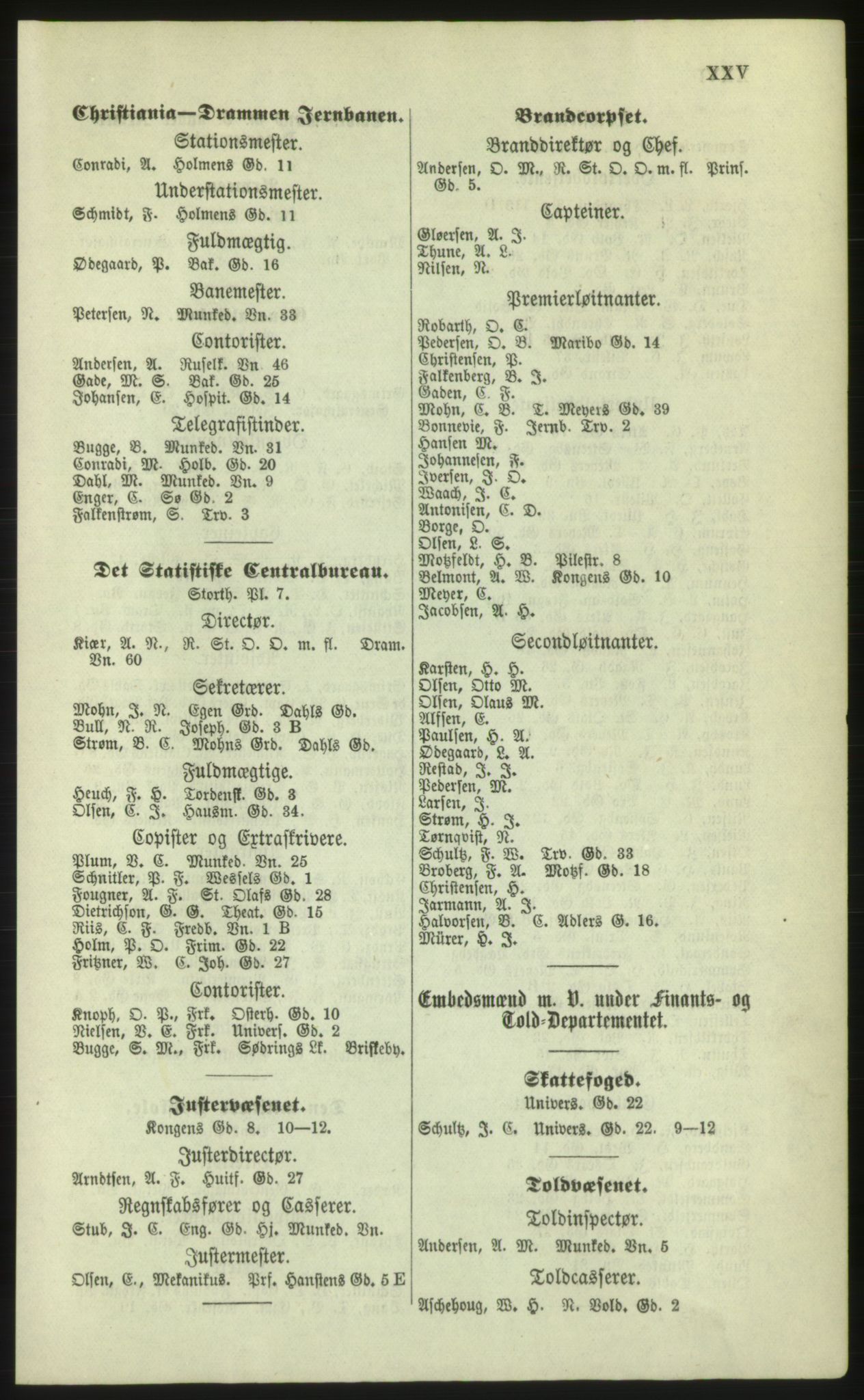 Kristiania/Oslo adressebok, PUBL/-, 1879, p. XXV