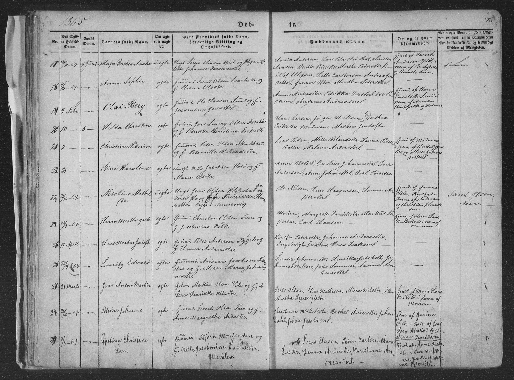 Ministerialprotokoller, klokkerbøker og fødselsregistre - Nordland, AV/SAT-A-1459/881/L1165: Parish register (copy) no. 881C02, 1854-1876, p. 76