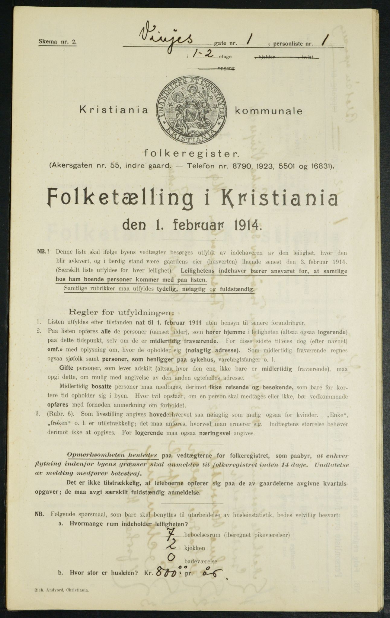 OBA, Municipal Census 1914 for Kristiania, 1914, p. 124743