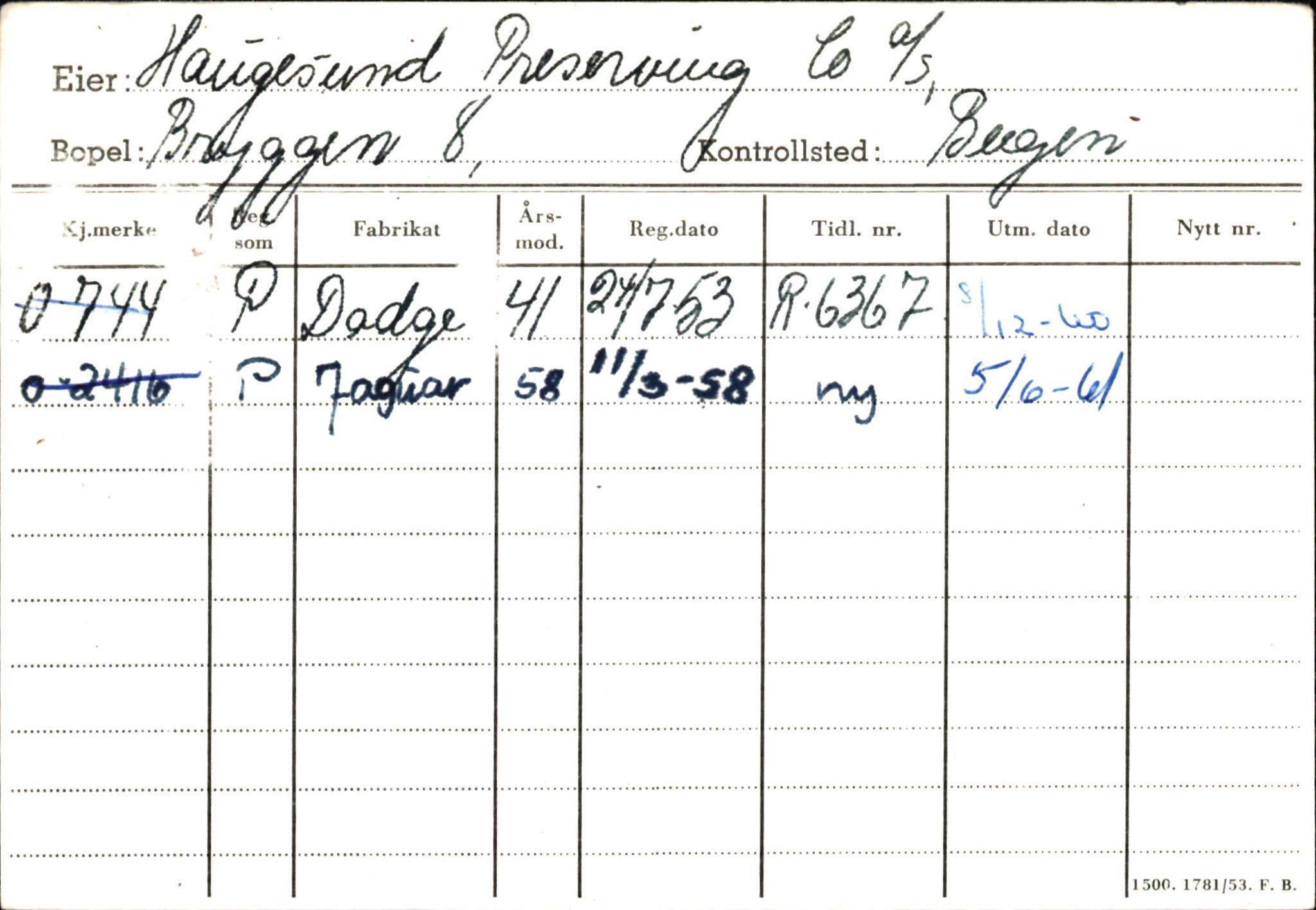 Statens vegvesen, Hordaland vegkontor, AV/SAB-A-5201/2/Hb/L0013: O-eierkort H, 1920-1971, p. 3