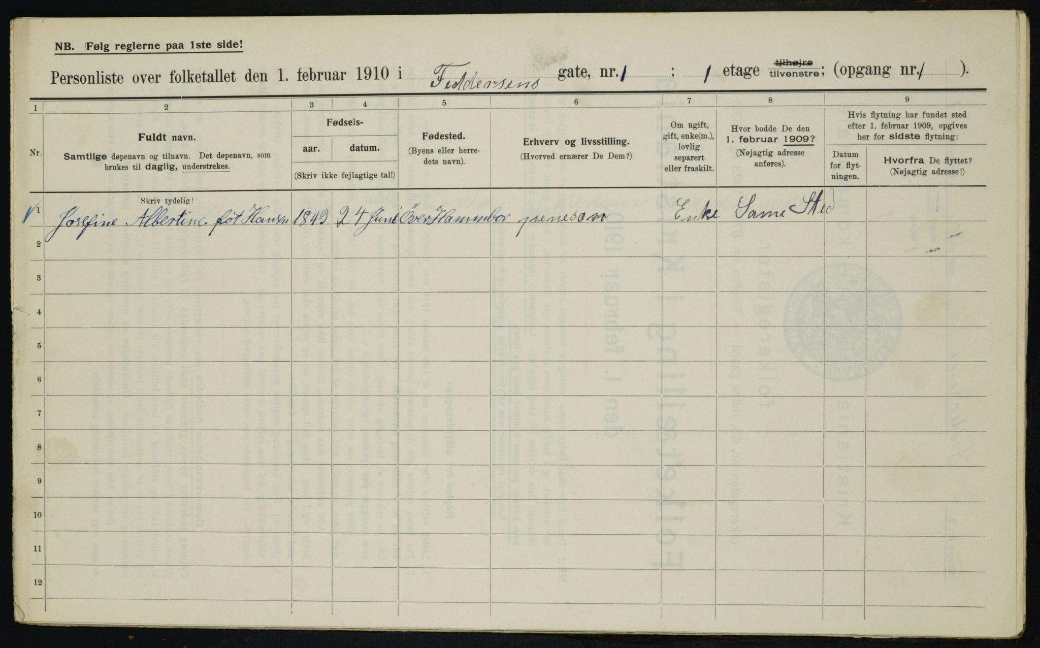 OBA, Municipal Census 1910 for Kristiania, 1910, p. 22545