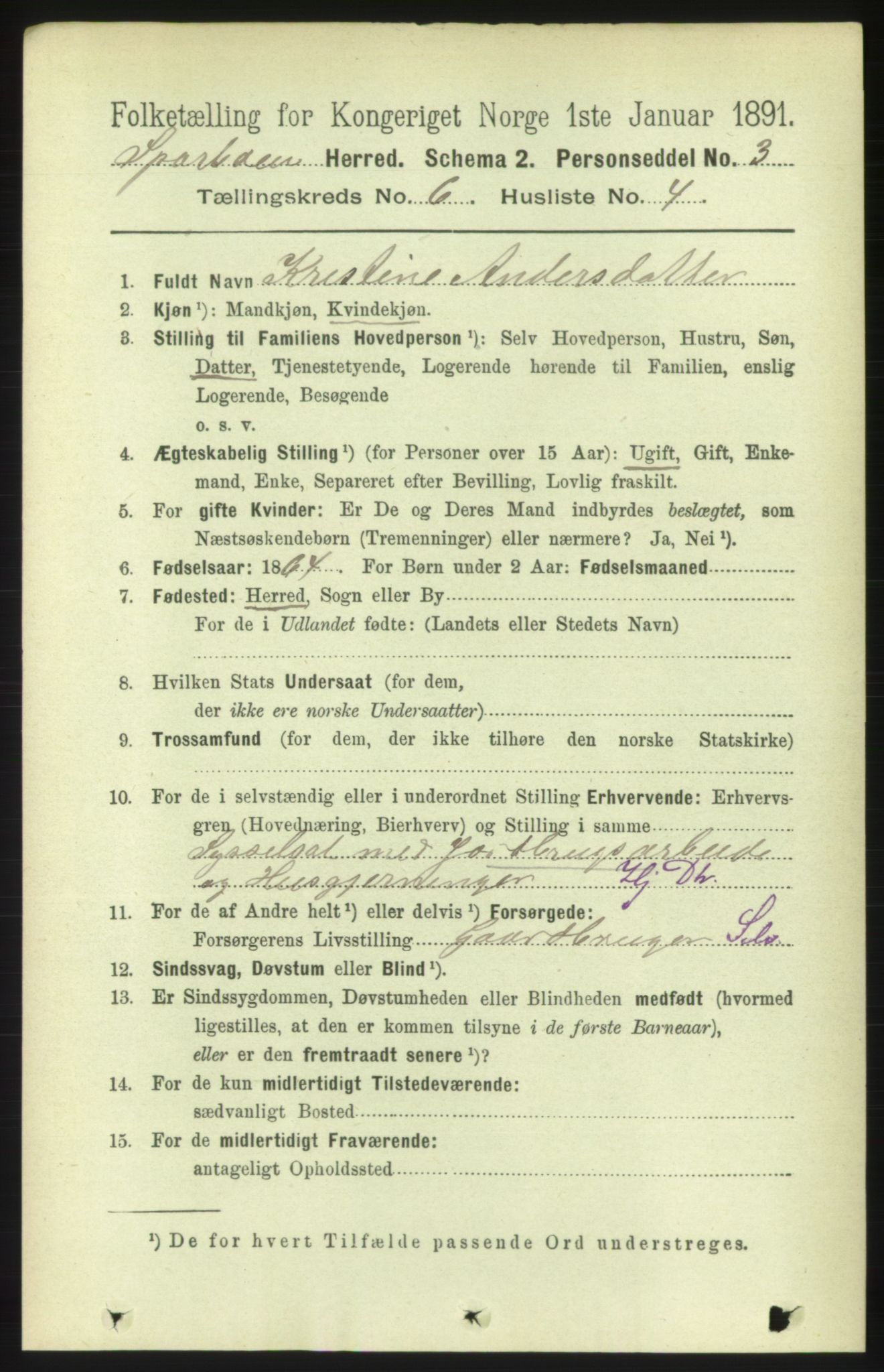 RA, 1891 census for 1731 Sparbu, 1891, p. 2175