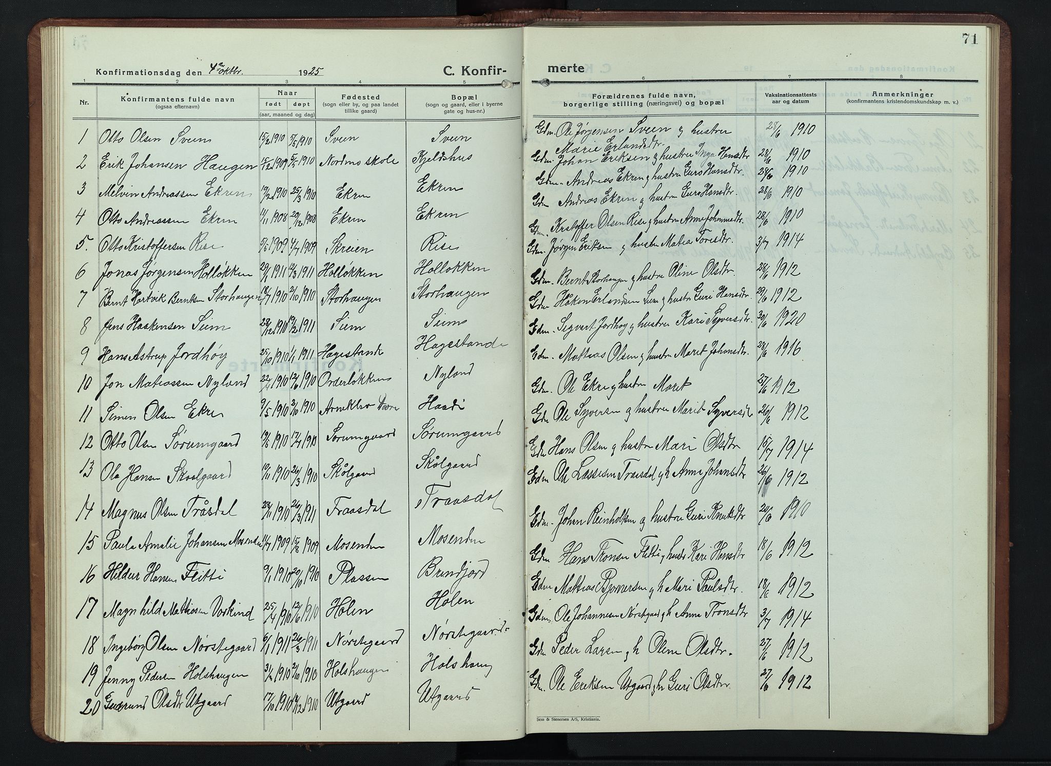 Lesja prestekontor, AV/SAH-PREST-068/H/Ha/Hab/L0009: Parish register (copy) no. 9, 1924-1947, p. 71