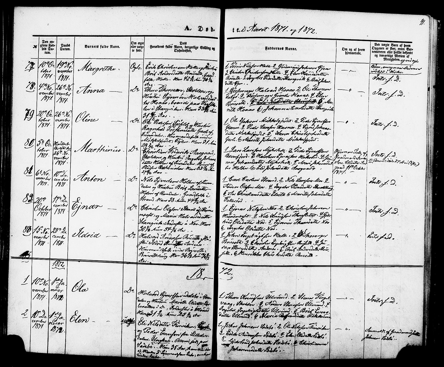 Ministerialprotokoller, klokkerbøker og fødselsregistre - Møre og Romsdal, AV/SAT-A-1454/592/L1027: Parish register (official) no. 592A05, 1865-1878, p. 41