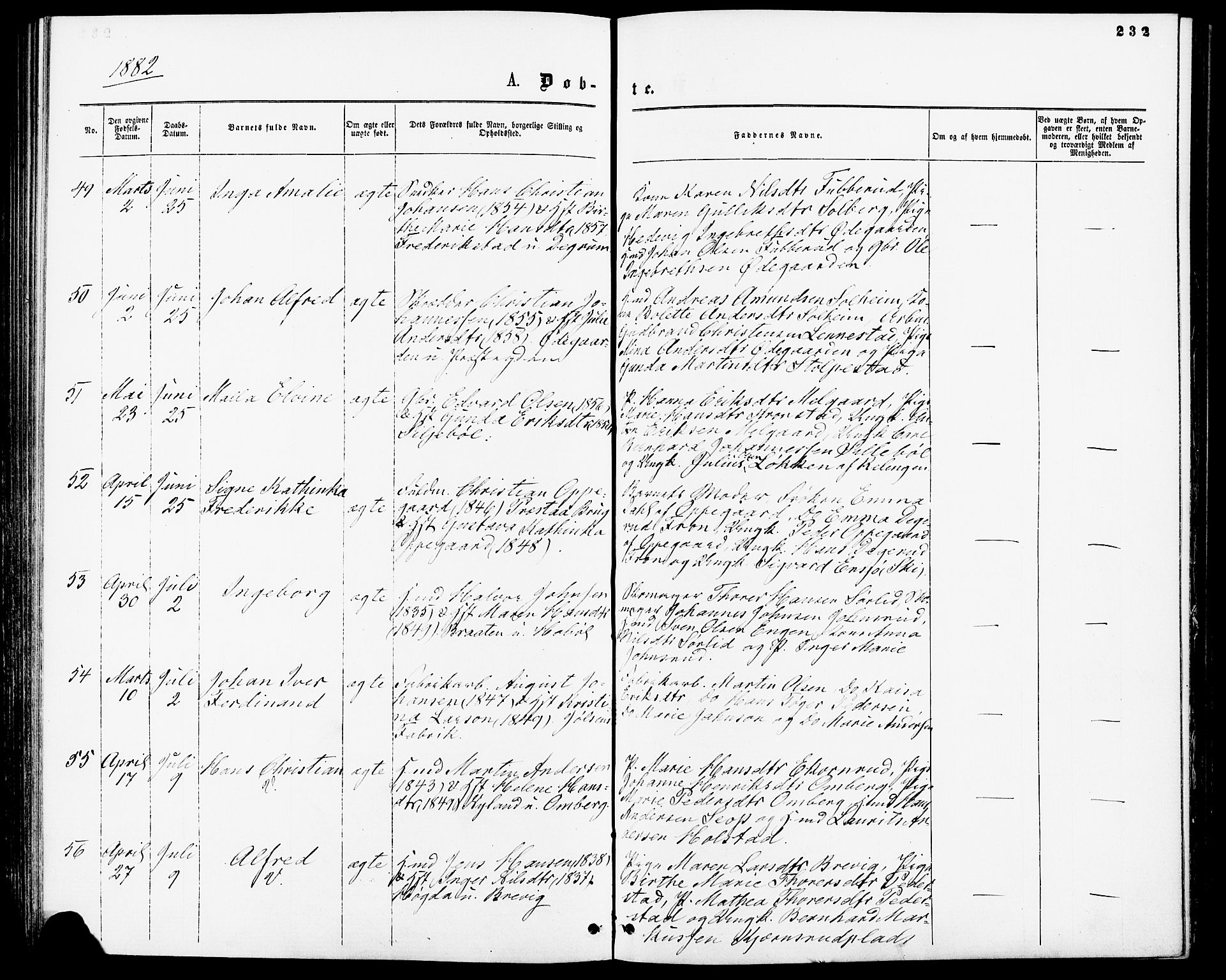 Enebakk prestekontor Kirkebøker, AV/SAO-A-10171c/F/Fa/L0011: Parish register (official) no. I 11, 1862-1882, p. 232