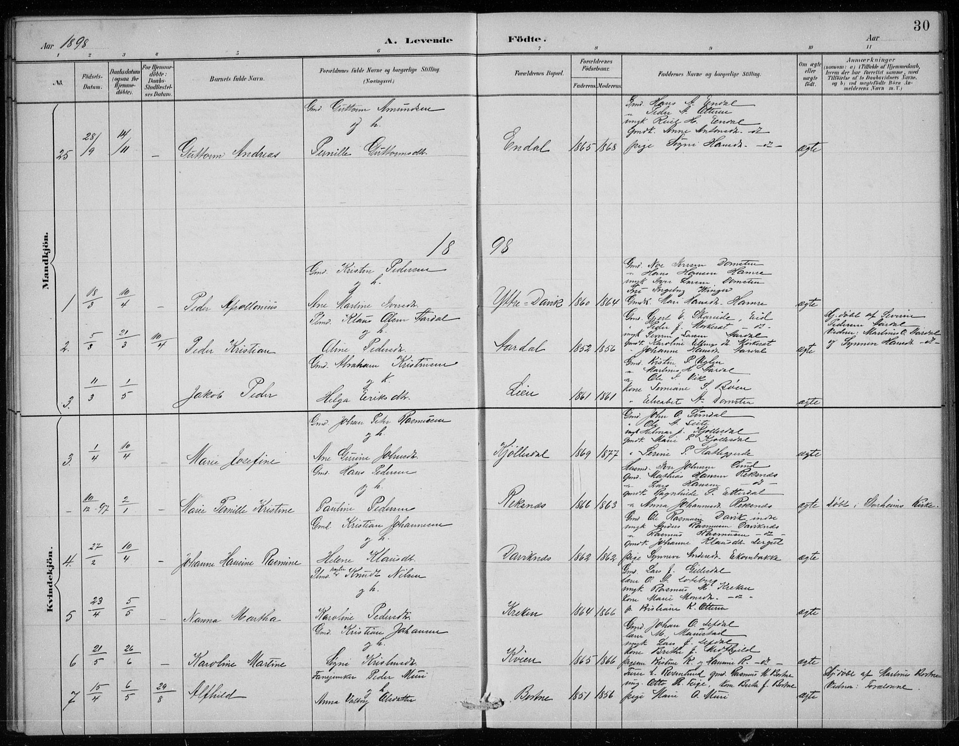 Davik sokneprestembete, AV/SAB-A-79701/H/Hab/Haba/L0002: Parish register (copy) no. A 2, 1890-1911, p. 30