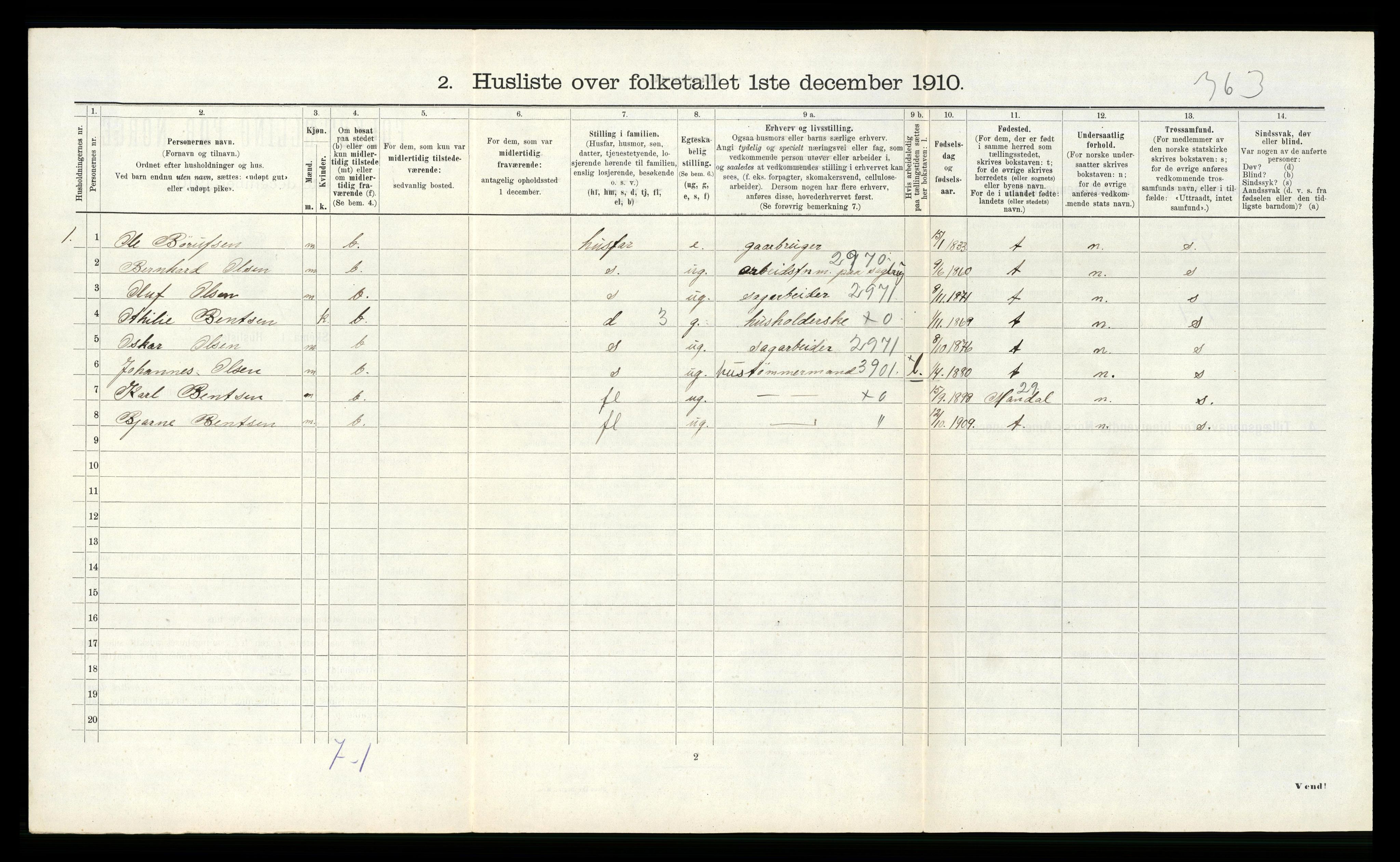 RA, 1910 census for Halse og Harkmark, 1910, p. 721