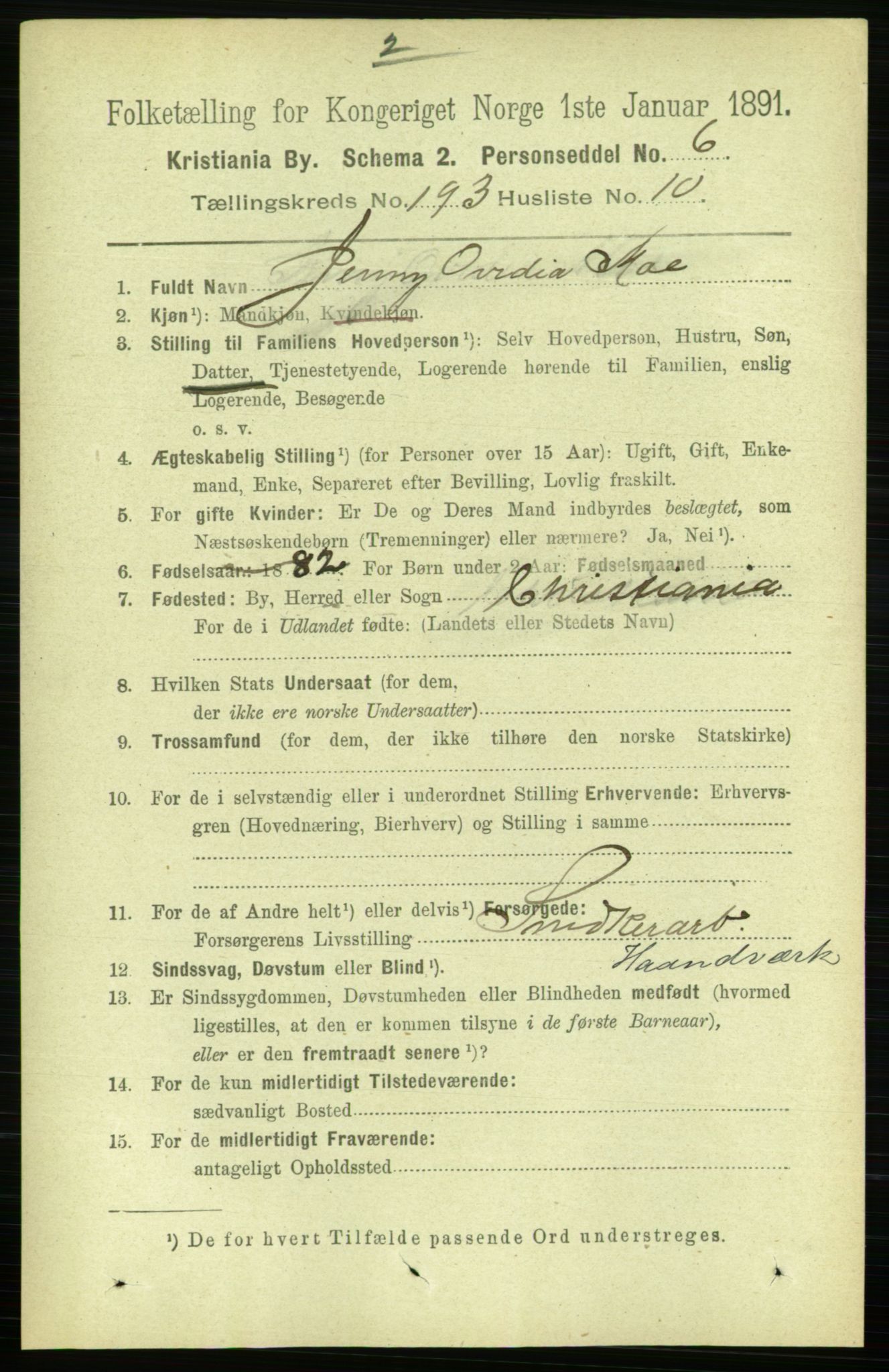 RA, 1891 census for 0301 Kristiania, 1891, p. 116346