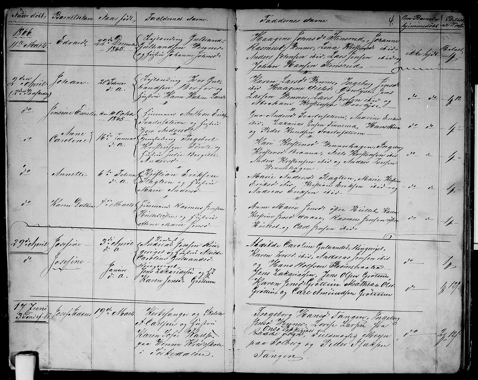 Vestre Aker prestekontor Kirkebøker, AV/SAO-A-10025/G/Gb/L0001: Parish register (copy) no. II 1, 1865-1881, p. 3-4