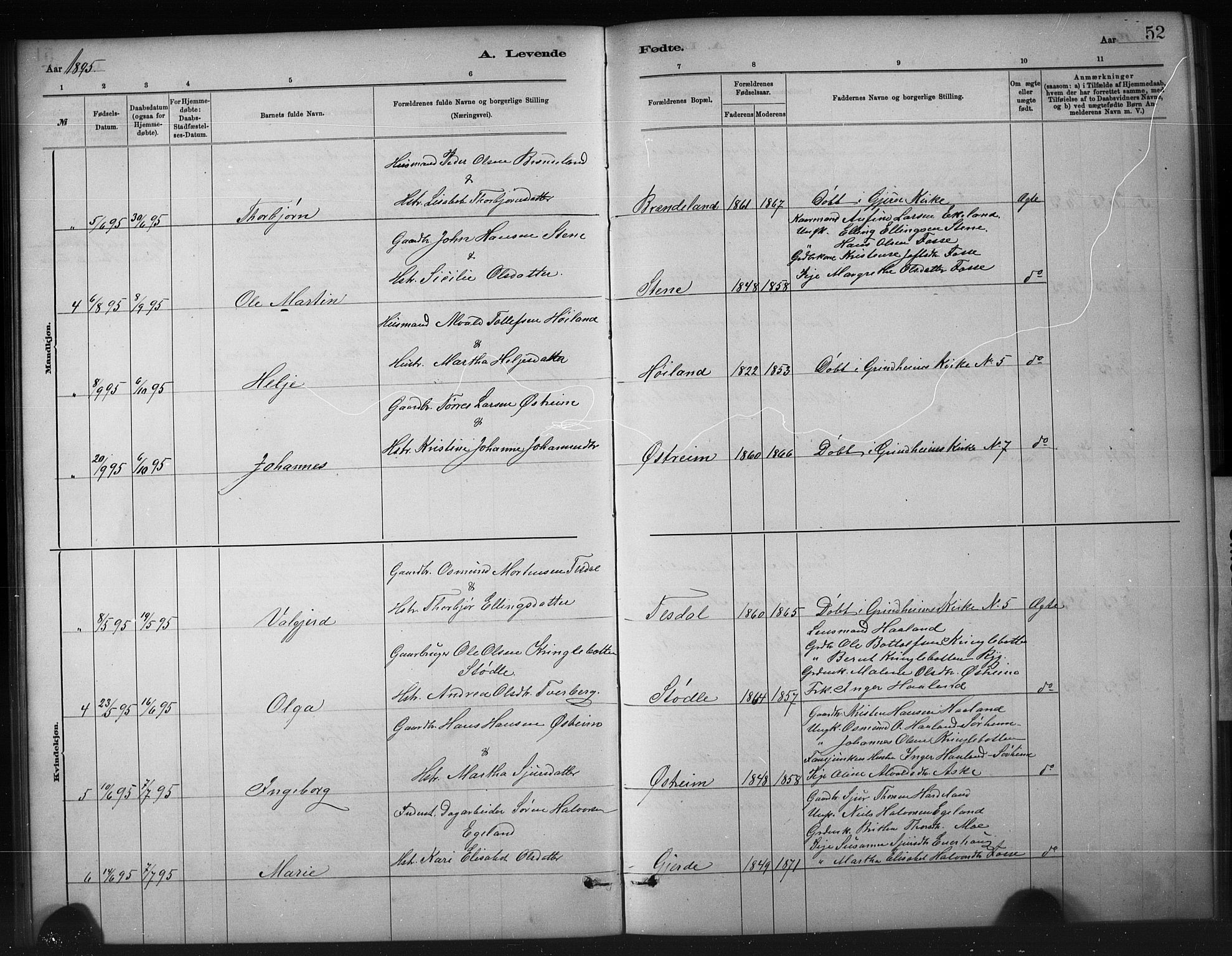 Etne sokneprestembete, SAB/A-75001/H/Hab: Parish register (copy) no. A 5, 1879-1896, p. 52