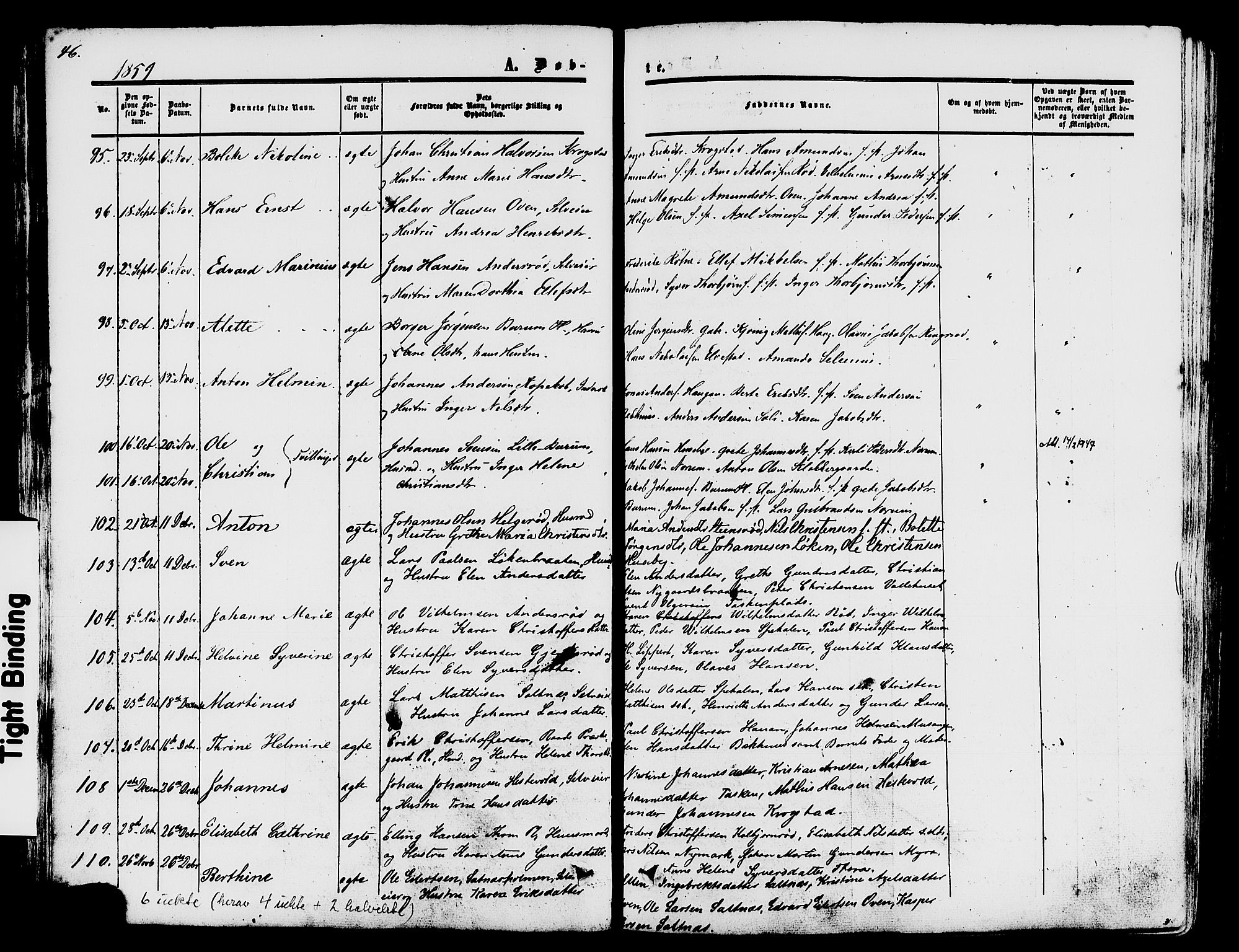 Råde prestekontor kirkebøker, AV/SAO-A-2009/F/Fa/L0006: Parish register (official) no. 6, 1854-1877, p. 46