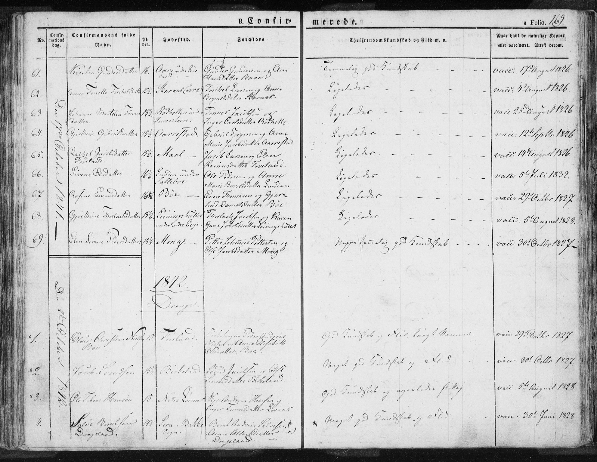 Sokndal sokneprestkontor, SAST/A-101808: Parish register (official) no. A 7.1, 1826-1842, p. 169