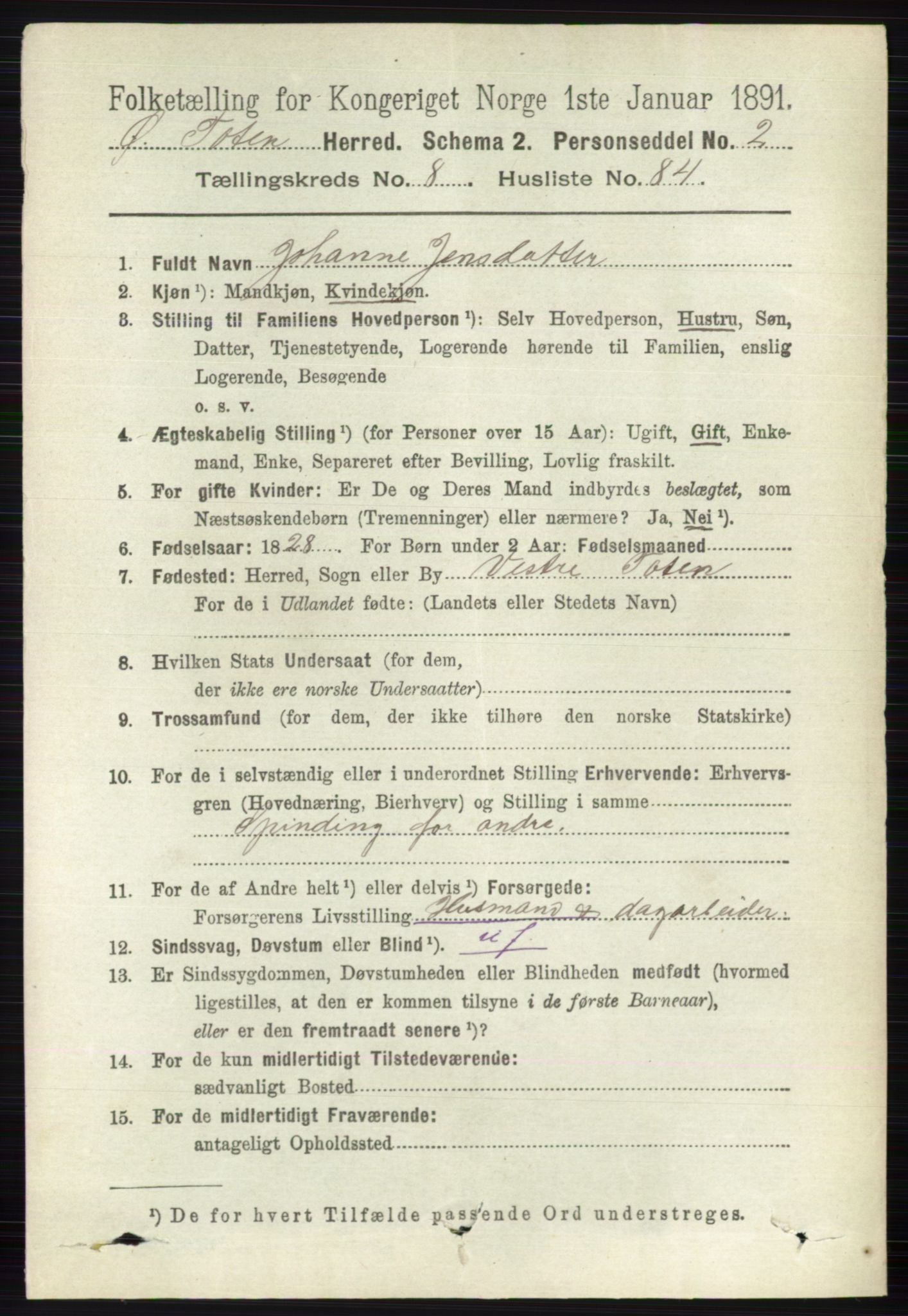 RA, 1891 census for 0528 Østre Toten, 1891, p. 5526