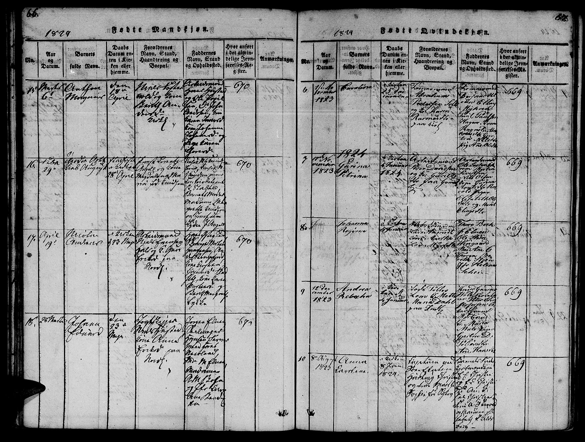 Ministerialprotokoller, klokkerbøker og fødselsregistre - Møre og Romsdal, SAT/A-1454/572/L0842: Parish register (official) no. 572A05, 1819-1832, p. 66-67