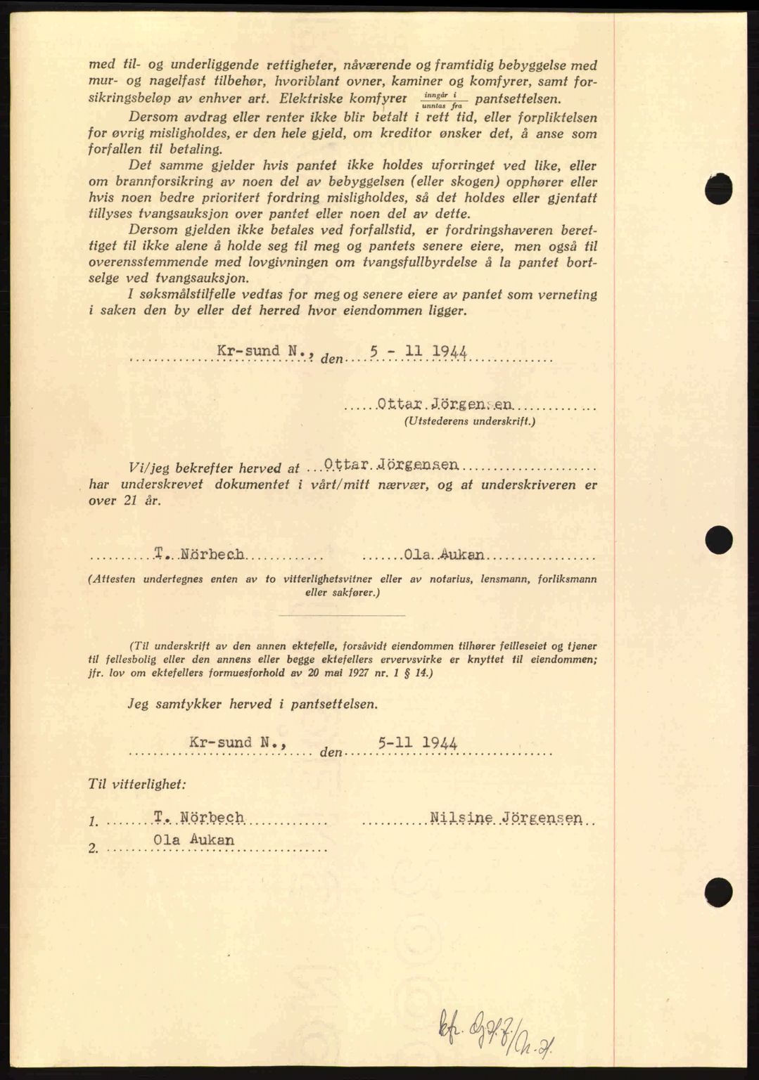 Nordmøre sorenskriveri, AV/SAT-A-4132/1/2/2Ca: Mortgage book no. B92, 1944-1945, Diary no: : 151/1945