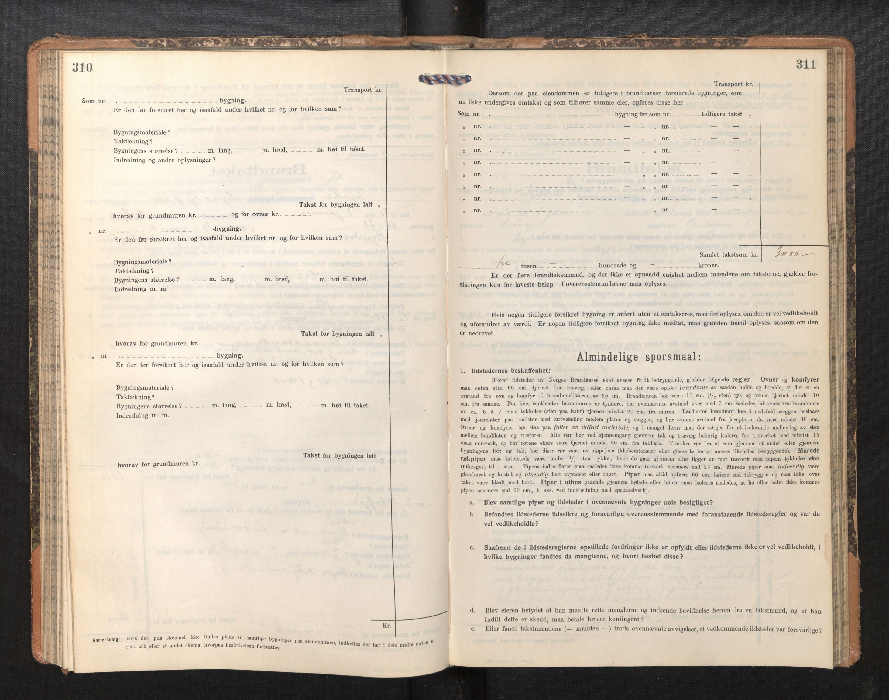 Lensmannen i Sogndal, AV/SAB-A-29901/0012/L0011: Branntakstprotokoll, skjematakst, 1914-1922, p. 310-311