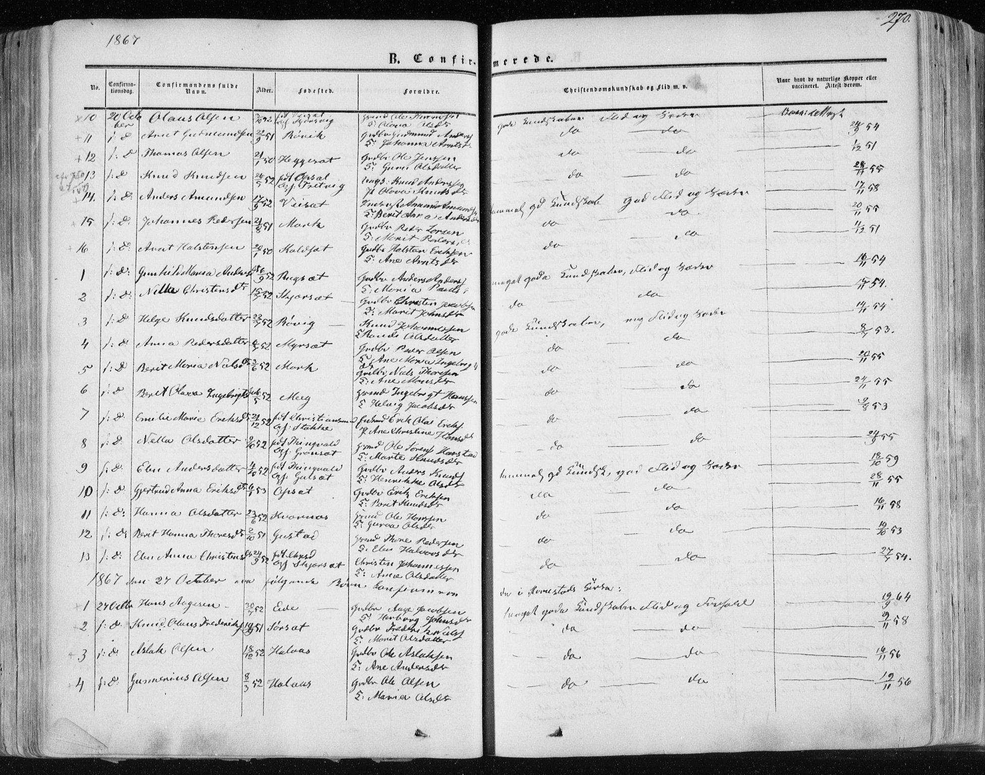 Ministerialprotokoller, klokkerbøker og fødselsregistre - Møre og Romsdal, AV/SAT-A-1454/568/L0804: Parish register (official) no. 568A11, 1854-1868, p. 270